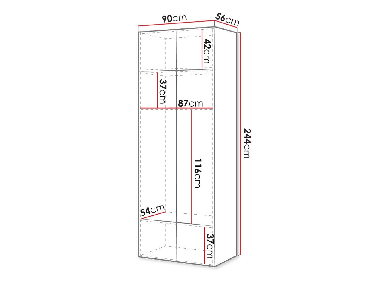 Mirjan24 Öffnungssystem Schwarz Griffloses 1D Pafos Schrankaufsatz to Kleiderschrank (mit 6-Drehtüren) open 90 push +