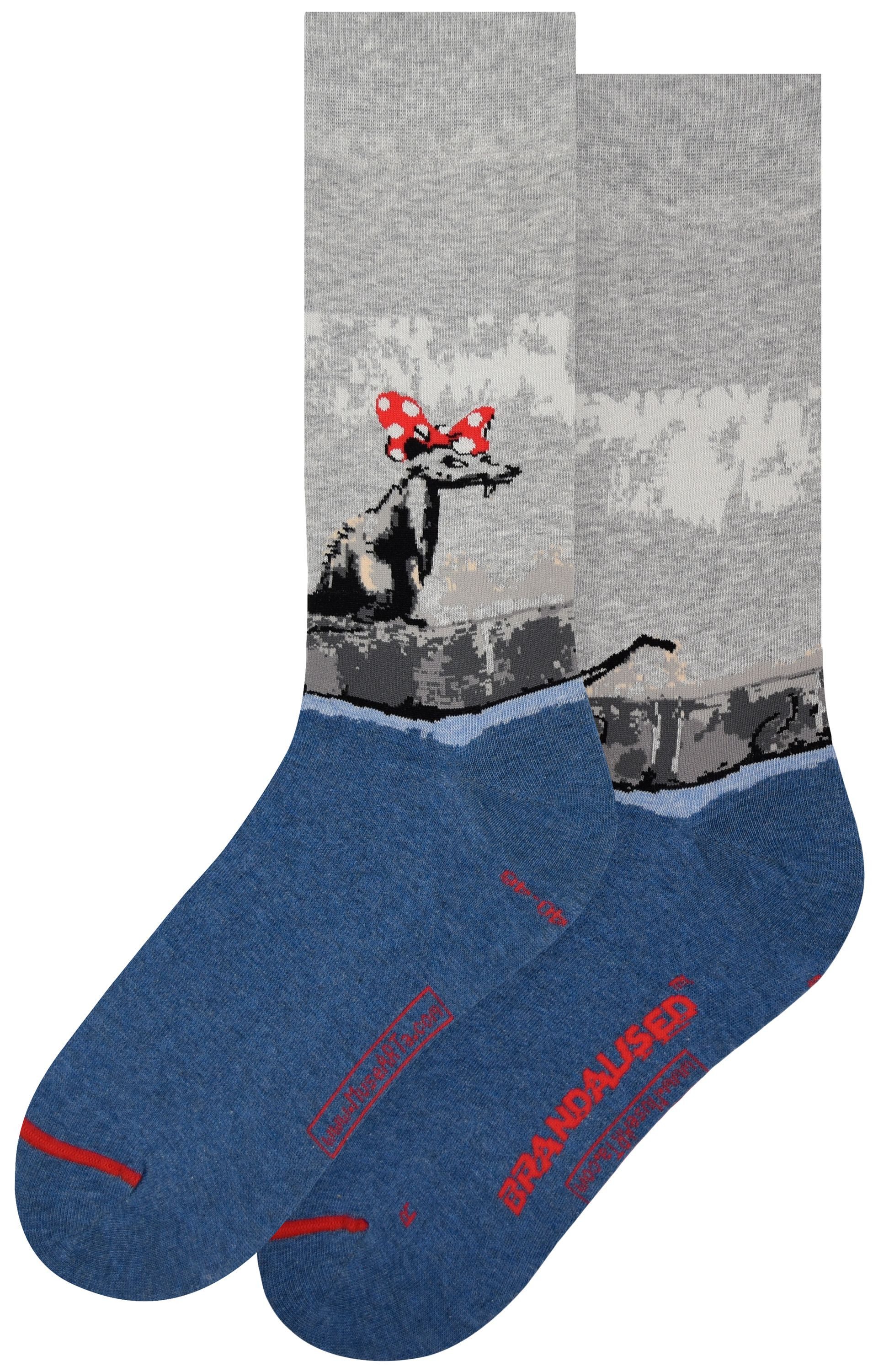 MuseARTa Langsocken The world's most famous Graffiti - Polka Dot Rat (Packung, 1-Paar, 1 Paar) Kunstwerke Socken Strümpfe, Herren oder Damen Socken Kunst-Motiv