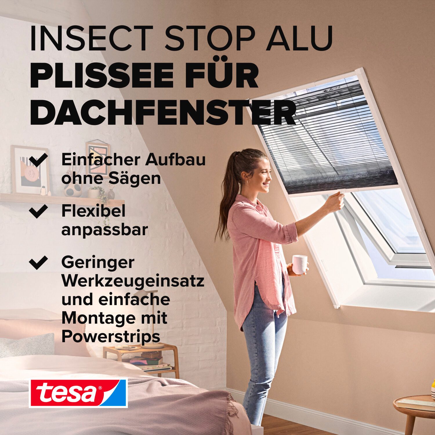 tesa Insektenschutzplissee Insect Stop Alu-Insektenschutzrollo teleskopierb günstig online kaufen