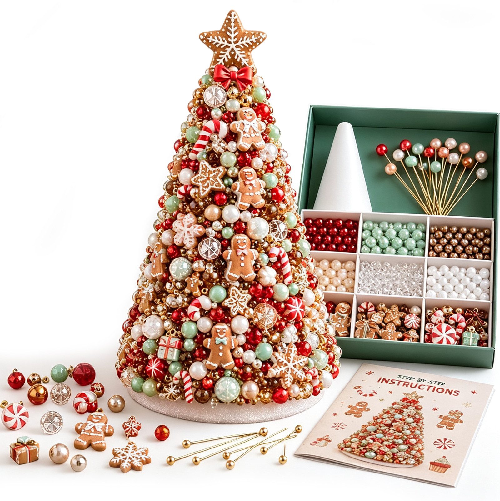 CLTYQ Kreativset DIY-Kreativset für einen Perlen-Weihnachtsbaum, Weihnachtsdeko zum Selbermachen für Erwachsene und Kinder