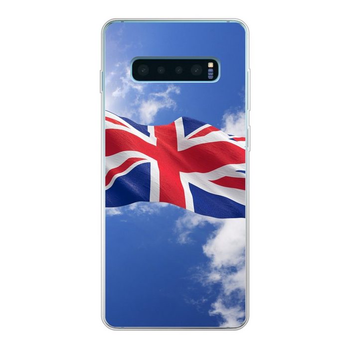 MuchoWow Handyhülle Die Flagge des Vereinigten Königreichs weht am Himmel Phone Case Handyhülle Samsung Galaxy S10+ Silikon Schutzhülle