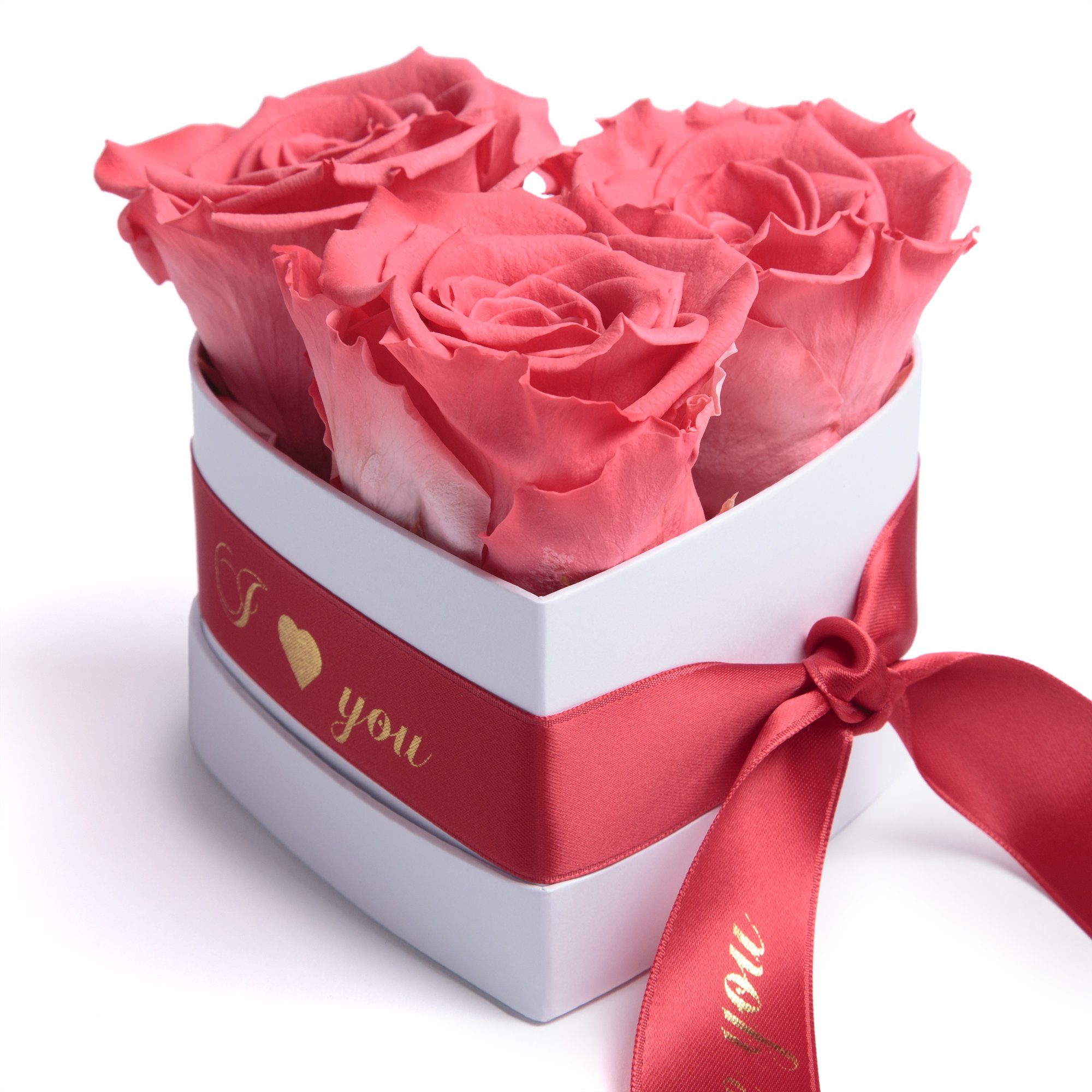 Kunstblume Rosenbox Herz 3 konservierte Infinity günstig online kaufen