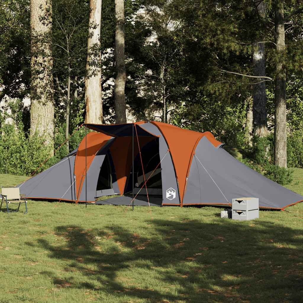 Faltzelt Familienzelt Kuppelzelt 660x438x196 cm Grau-Orange