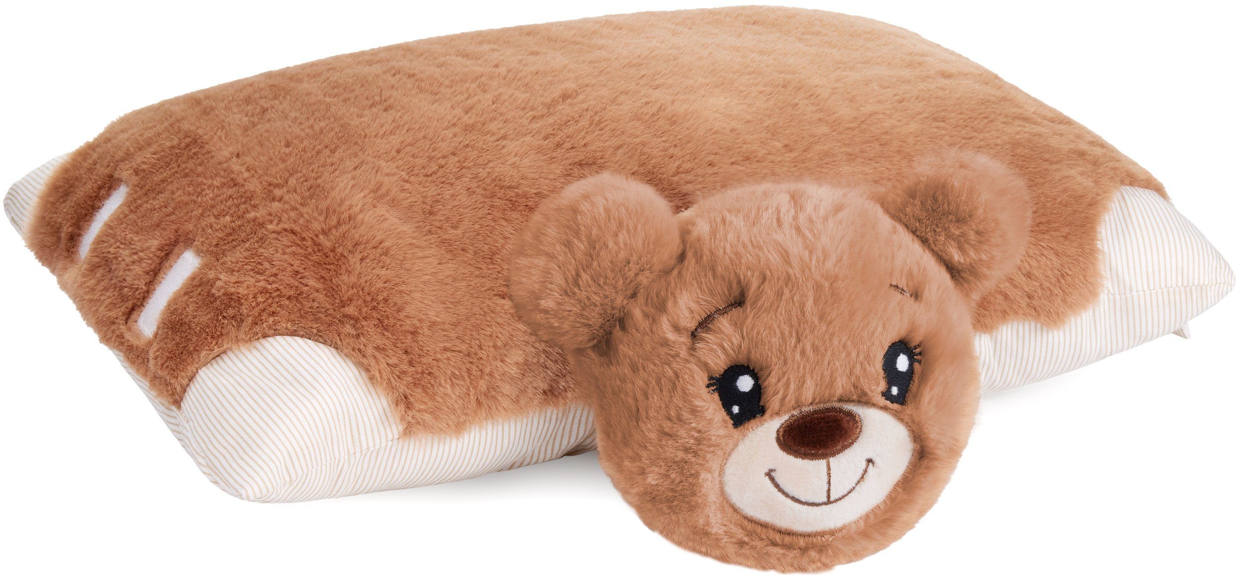 BRUBAKER Kuscheltier Kissen Bär - 2 in 1 Teddybär und Kuschelkissen - 40 x 30 cm Plüschtier (Tierkissen Stofftier Teddy, 1-St), aufklappbares Kinder Plüschkissen mit Klettverschluss
