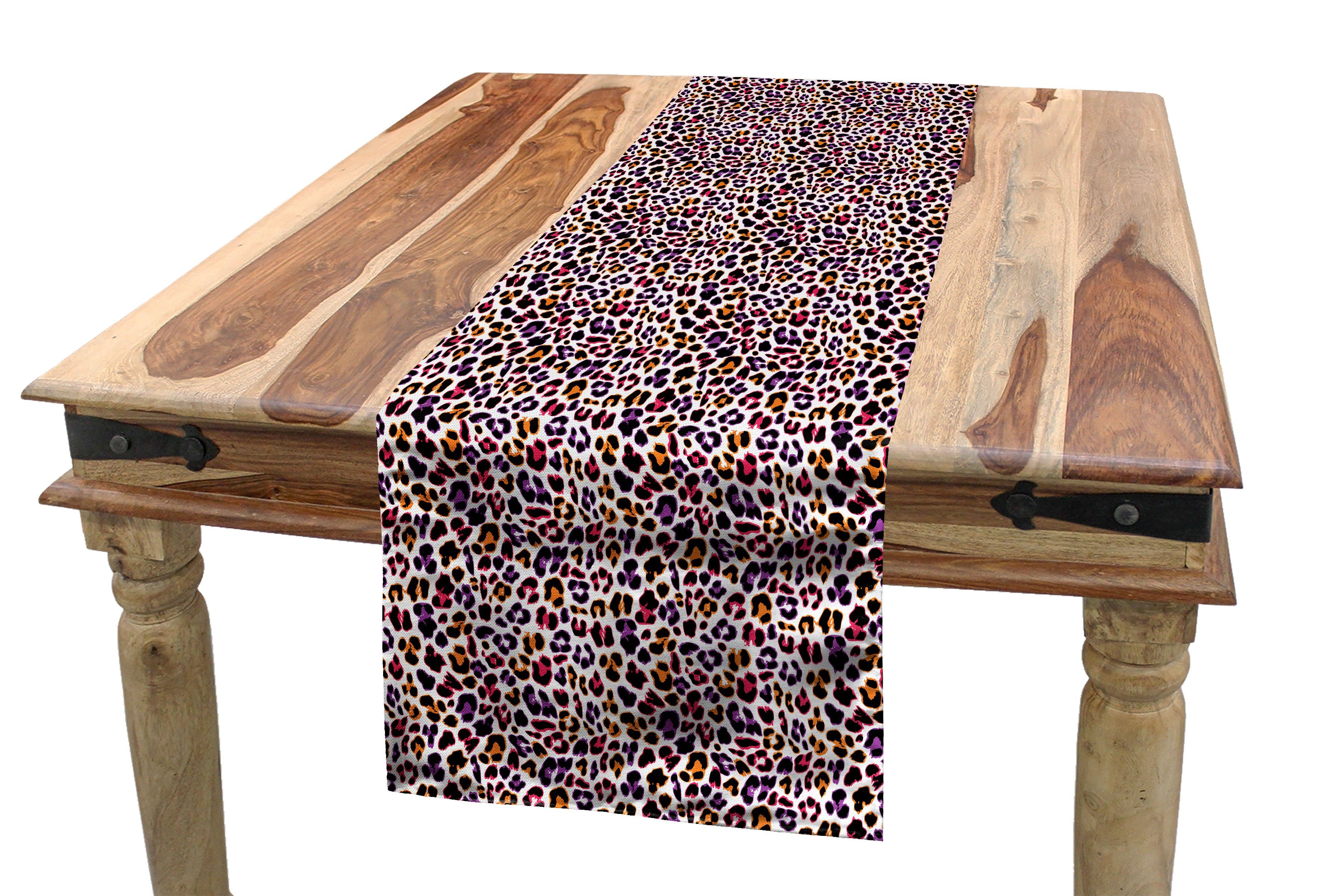 Abakuhaus Tischläufer Esszimmer Küche Rechteckiger Dekorativer Tischläufer, afrikanisch Safari-Leopard-Tier-Motiv