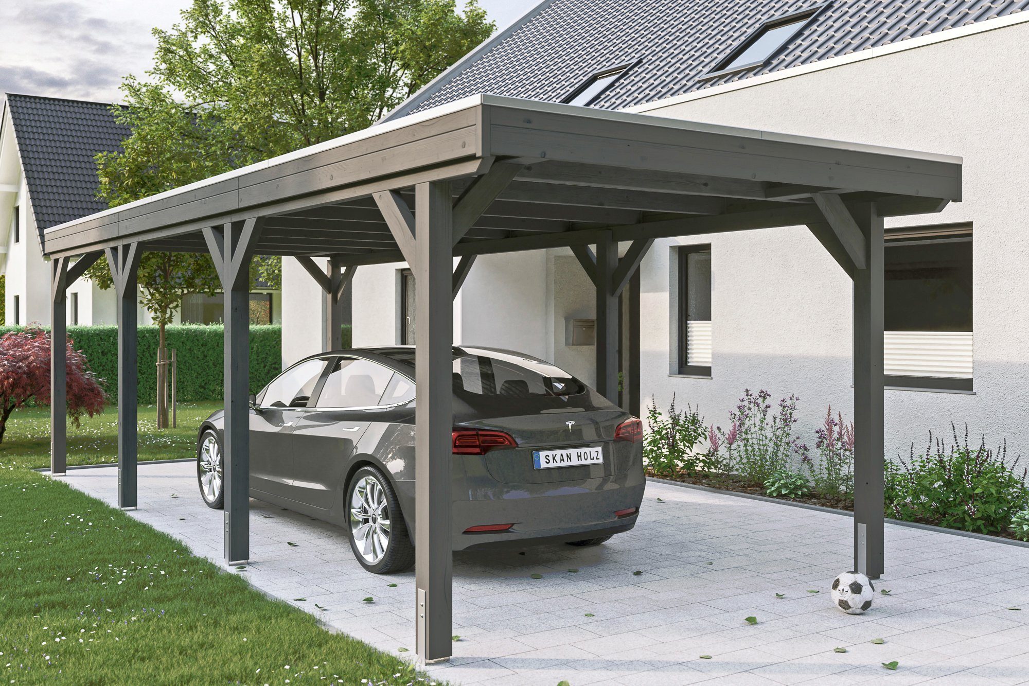 Skanholz Einzelcarport Grunewald, BxT: 321x796 cm, 289 cm Einfahrtshöhe, mit EPDM-Dach | Carports