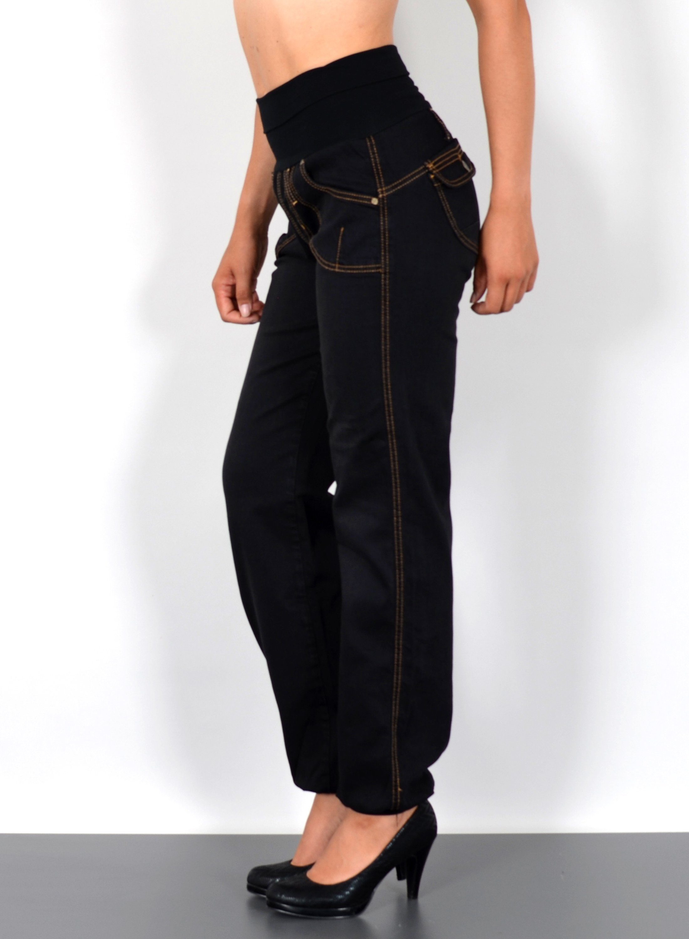 ESRA Pumphose Damen Jeanshose Pumphose hohe Leibhöhe Baggy Jeans High Waist günstig online kaufen