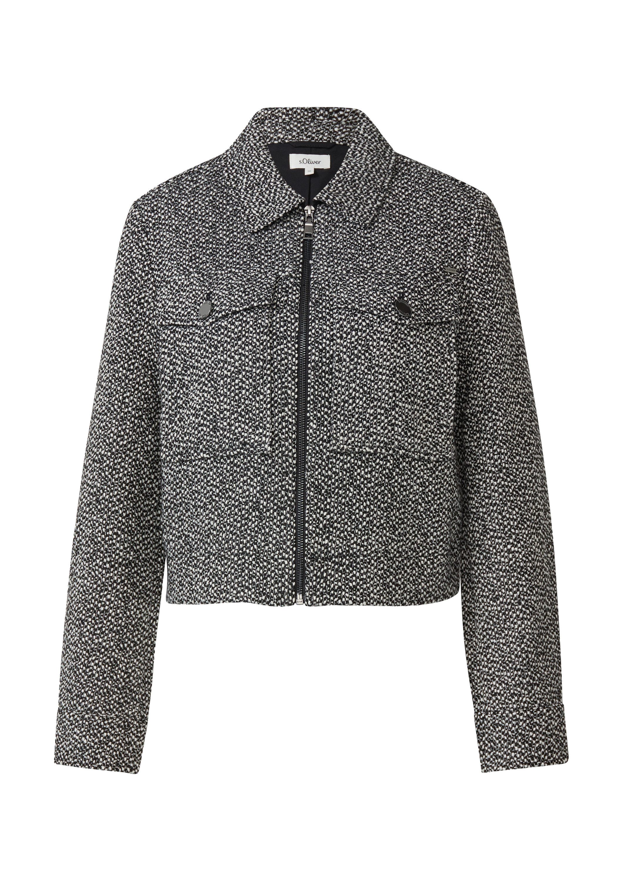 s.Oliver Funktionsjacke Indoor-Jacke Bouclé-Jacke mit aufgesetzten Taschen