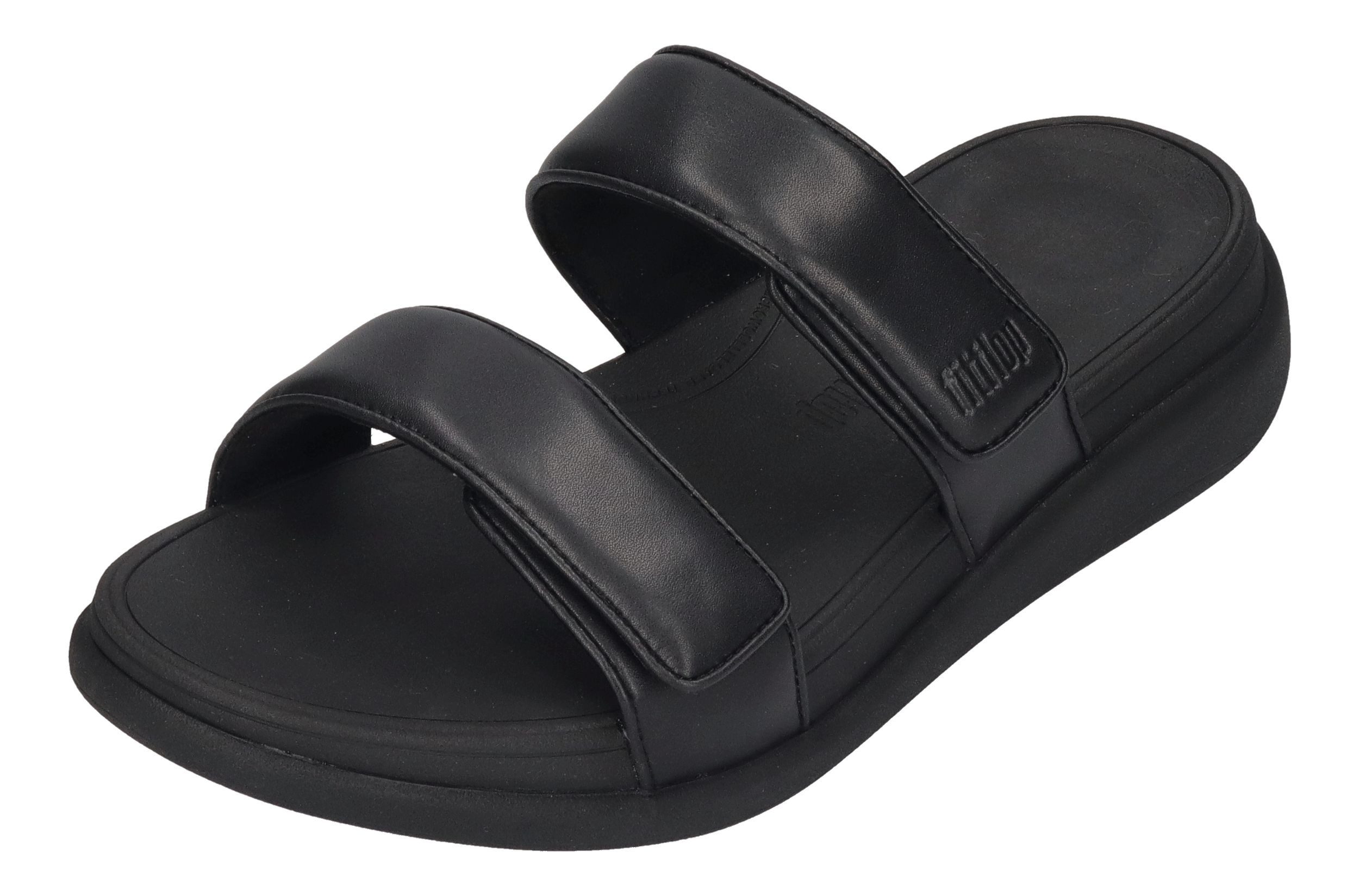 Fitflop F-MODE GO ADJUSTABLE TWO-BAR BUCKLE SLIDES Pantolette All Black günstig online kaufen