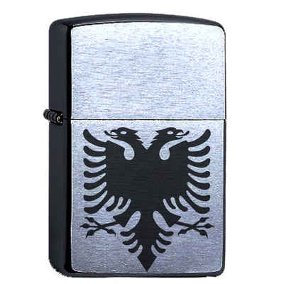 elbedruck Tischfeuer »Zippo albanischer Adler Lasergravur Zippo Chrome Brushed Flagge Albanien«