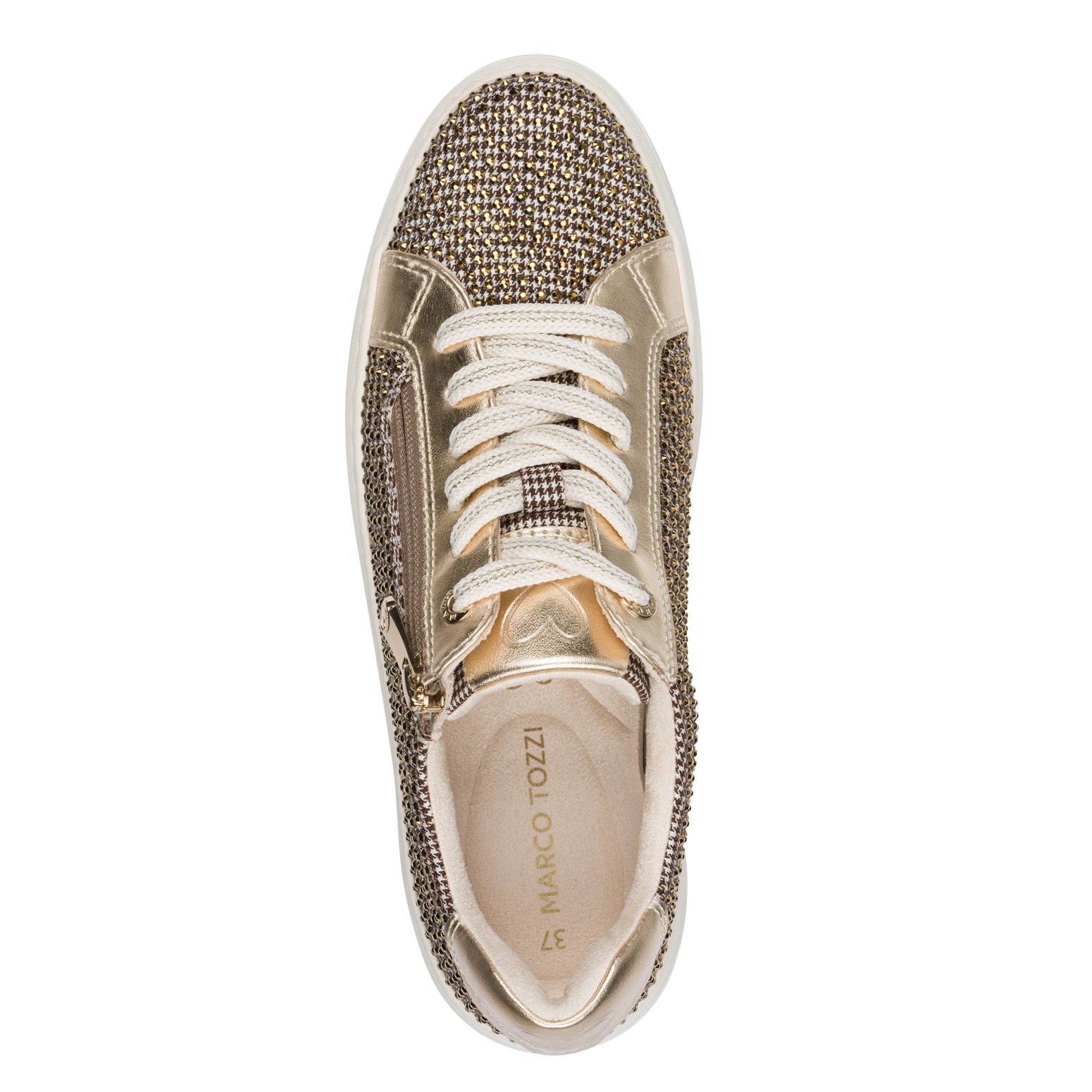 MARCO TOZZI Plateausneaker, Freizeitschuh, Halbschuh, Schnürschuh mit Glitzerdetails