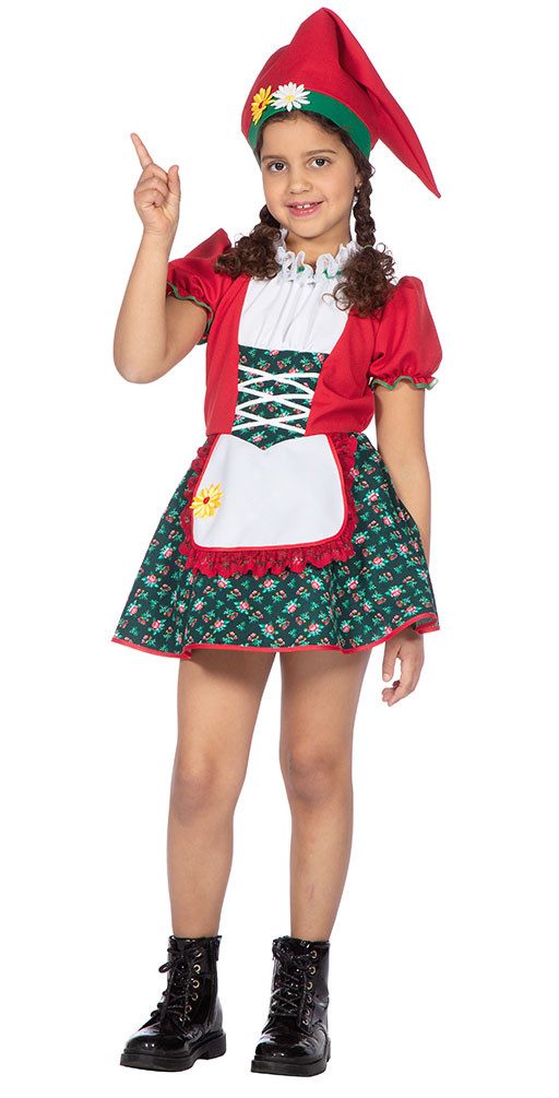 Karneval-Klamotten Kostüm Zwergen Kinder Mädchen Märchenzwerg hochwertig, buntes Zwerg Kinderkostüm Wichtel Gartenzwerg sieben Zwerge Kobold