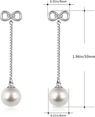 D. Perlla Paar Ohrhänger Hängende Perlen-Ohrstecker aus 925er Silber (2-tlg), 925 Sterlingsilber, nickelfrei