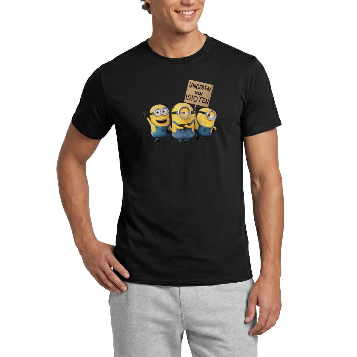 Spreadshirt T-Shirt Minions Umgeben Von Idioten Despicable Me Männer T-Shirt (1-tlg)