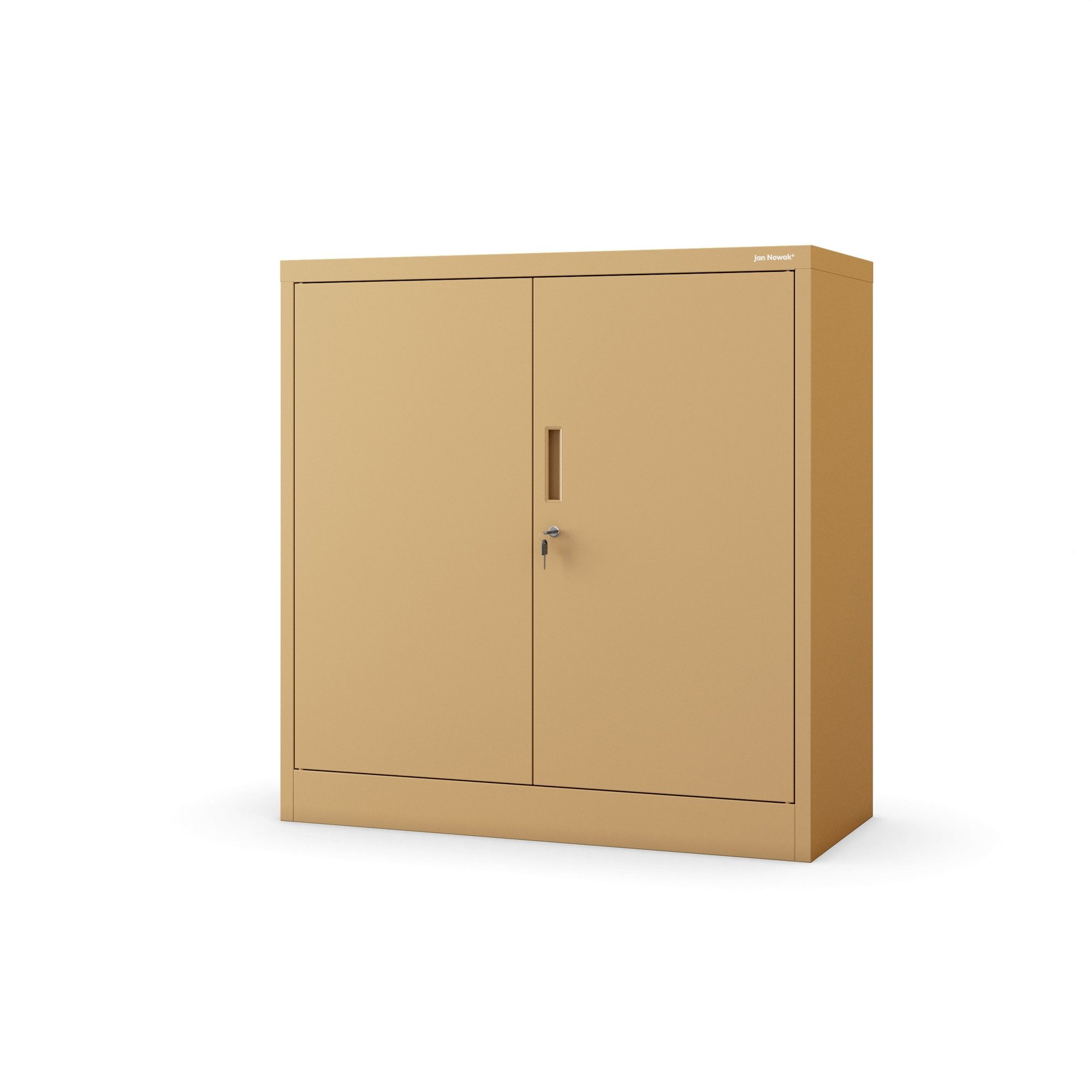 Jan Nowak Aktenschrank Metall Büroschrank abschließbar 90 cm BEATA 2 Böden Stahl (Stahl 0,6 mm Wandmontage möglich PZH-zertifiziert 93 cm) Aktenschrank 30 Ordner Schloss 2 Schlüssel kompakt 13 Farben