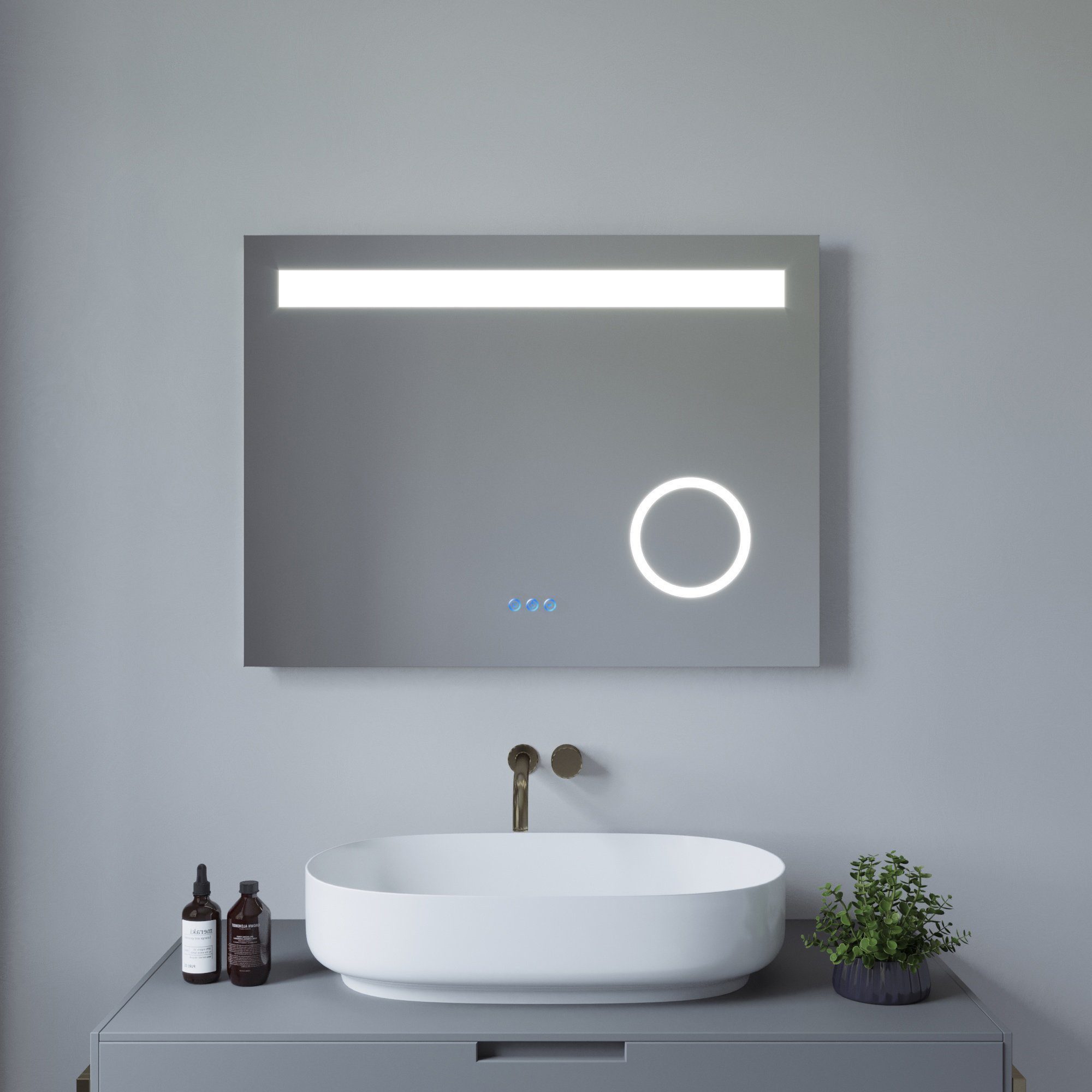 AQUALAVOS Badspiegel LED Badspiegel mit Beleuchtung Antibeschlage Touchscha günstig online kaufen