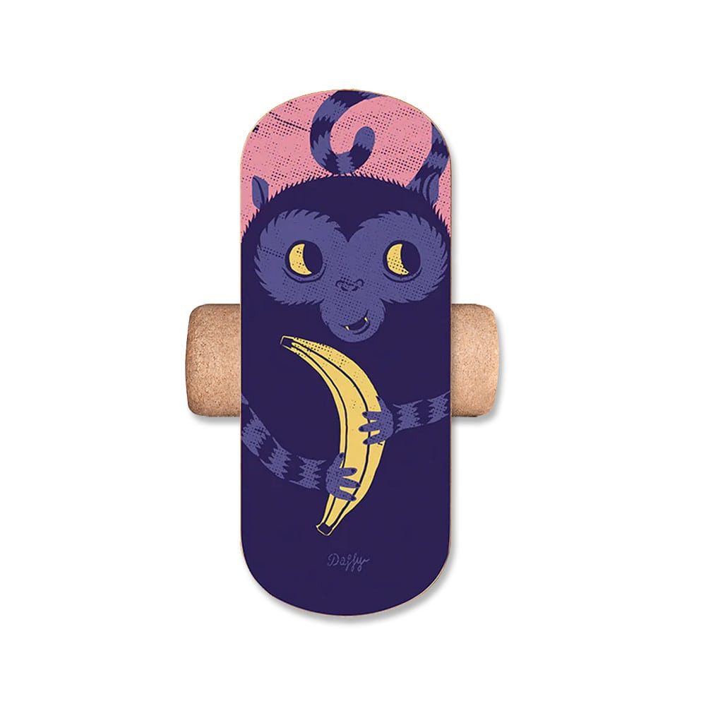 Daffy Boards Balanceboard Kinder Balance Board Set mit Korkrolle - Banana Monkey