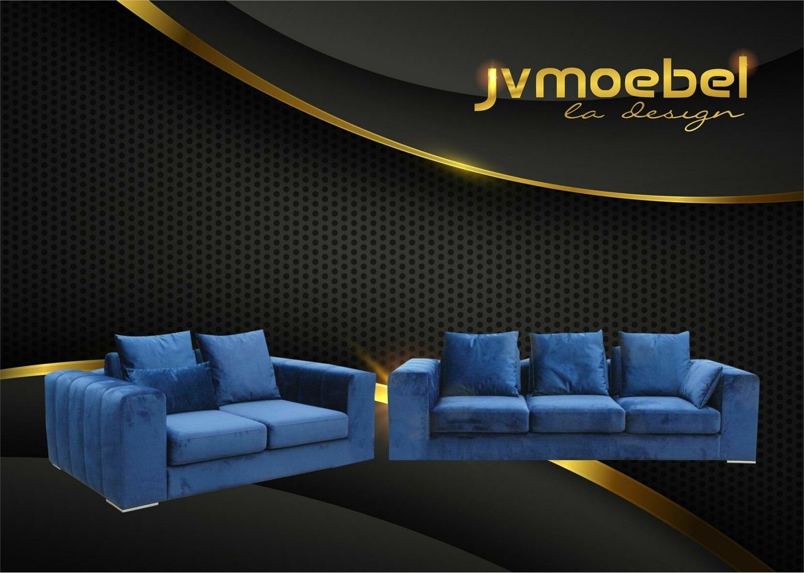 JVmoebel Sofa Sofagarnitur Big Set 32 Sitzer Textil Sofa Couch Wohnzimmer Garnitur Blau