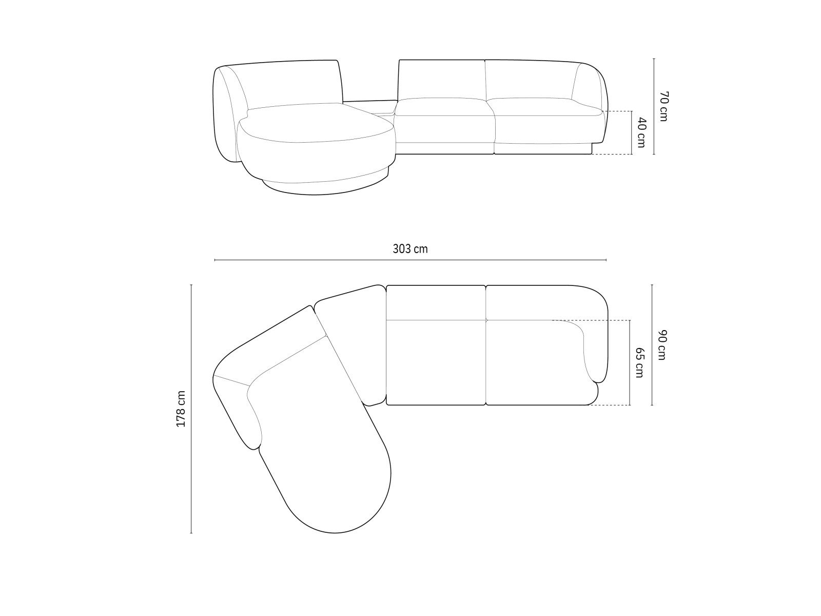 Micadoni Sofa Miley, modular mit Recamiere 3-Sitzer