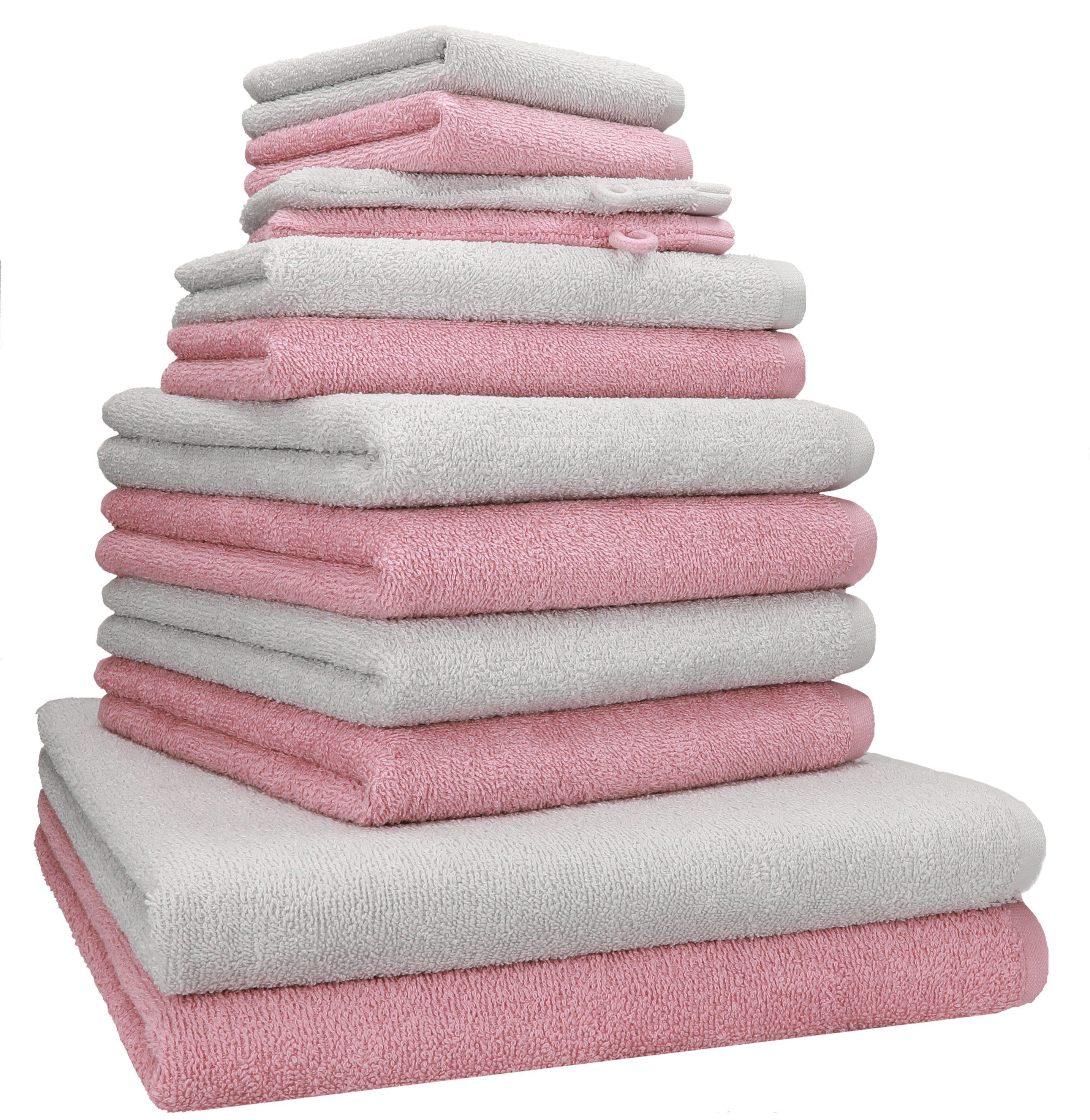 Betz Handtuch Set 12 TLG. Handtuch Set BERLIN Farbe Lotus - Silbergrau, 100% Baumwolle (12 Teile, 12-St)