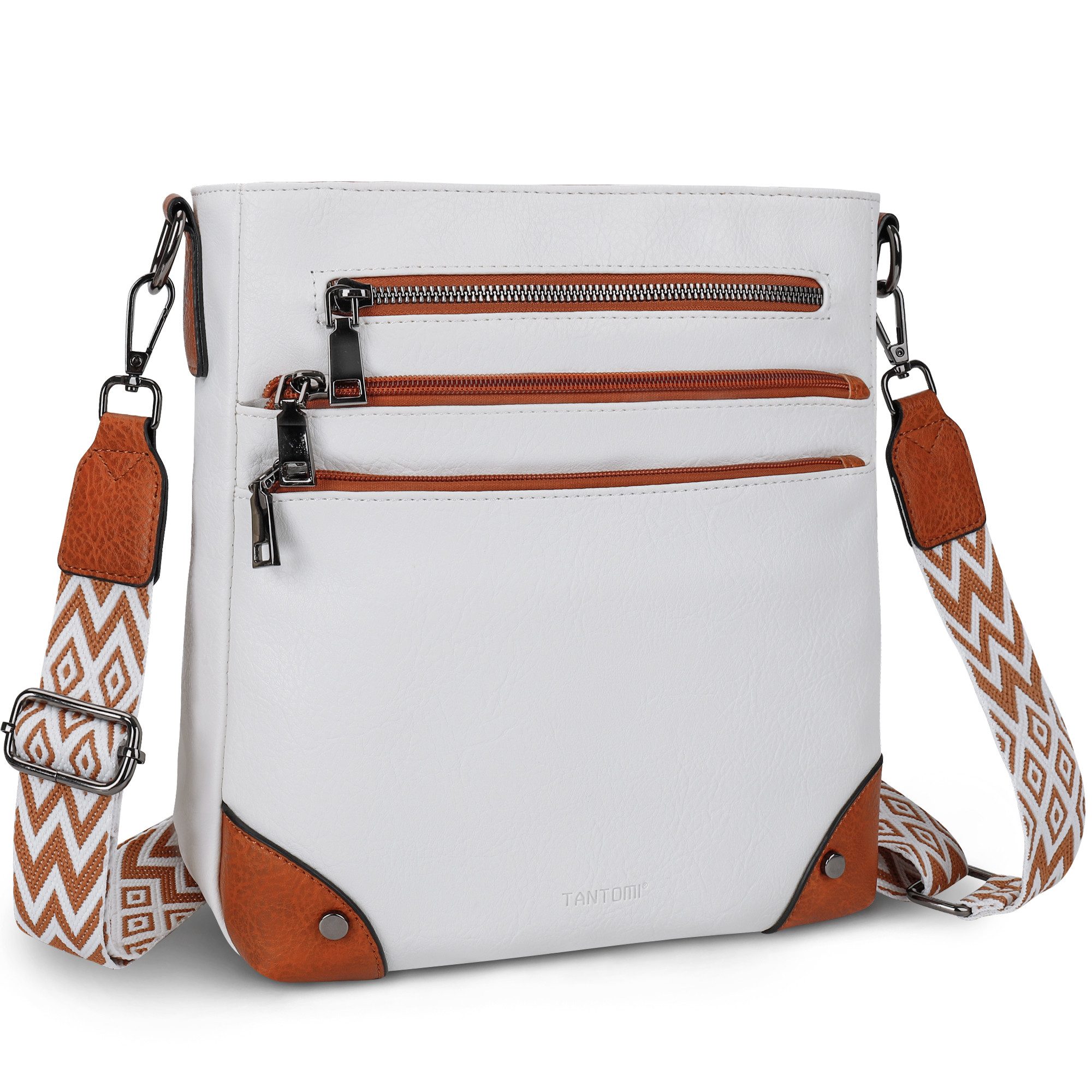 TAN.TOMI Umhängetasche Damen Mittelgroß Schultertasche Mehrere Taschen Crossbody Bag, Mit Verstellbarem Gurt für Schule Arbeit Reisen Ausflug Einkauf