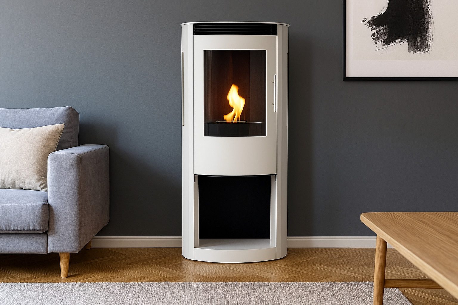 ScandiFlames Kaminofen Lincoln Ethanolkamin weiß oder schwarz, 1,9 kW, Bio-Ethanol, Standkamin