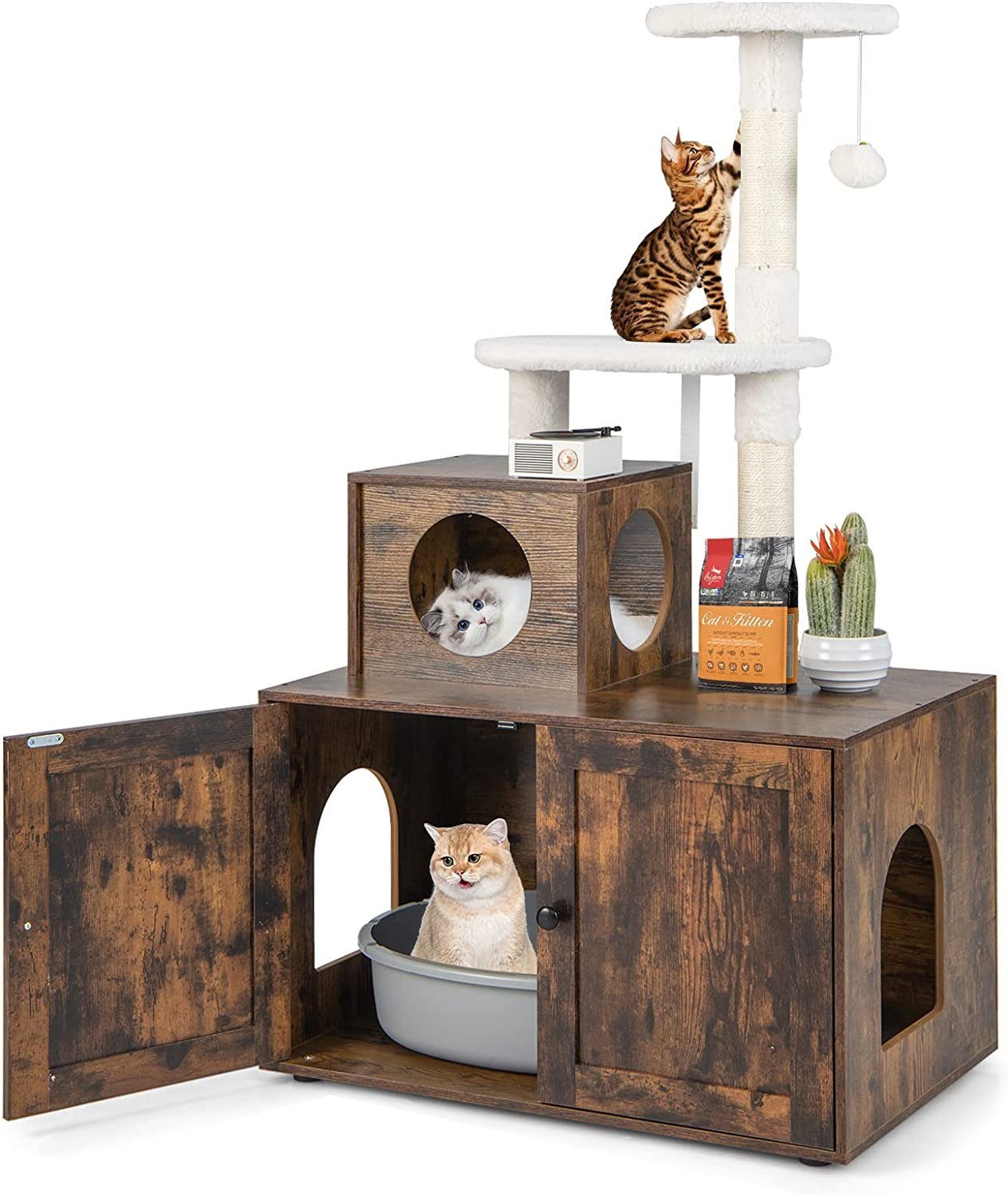 COSTWAY Kratzbaum Katzenschrank, Katzenhaus mit Eingang, günstig online kaufen