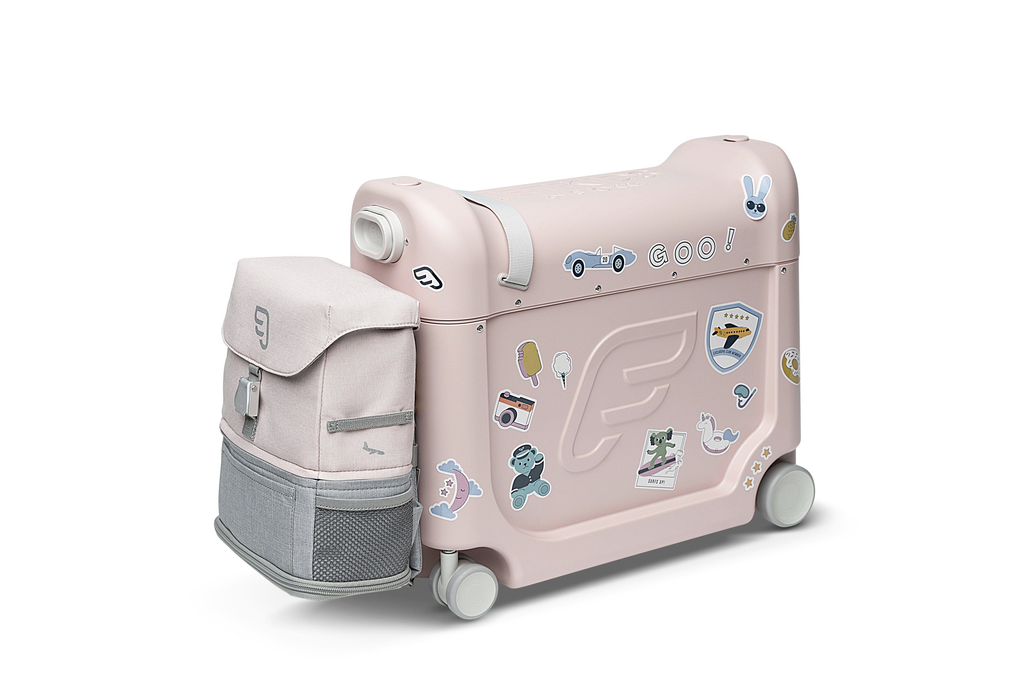 Stokke Kinderkoffer BedBox Koffer by JetKids™ - Ideal für kurze und lange Reisen Pink Lemonade (Koffer + Rucksack)