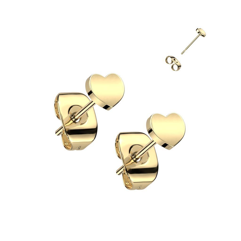 Titan Ohrringe Ohrschmuck aus Stück), silber (2 Ohrstecker Farben Paar Ohrring-Set Damen BUNGSA verschiedene 2-tlg), (1 für Herz