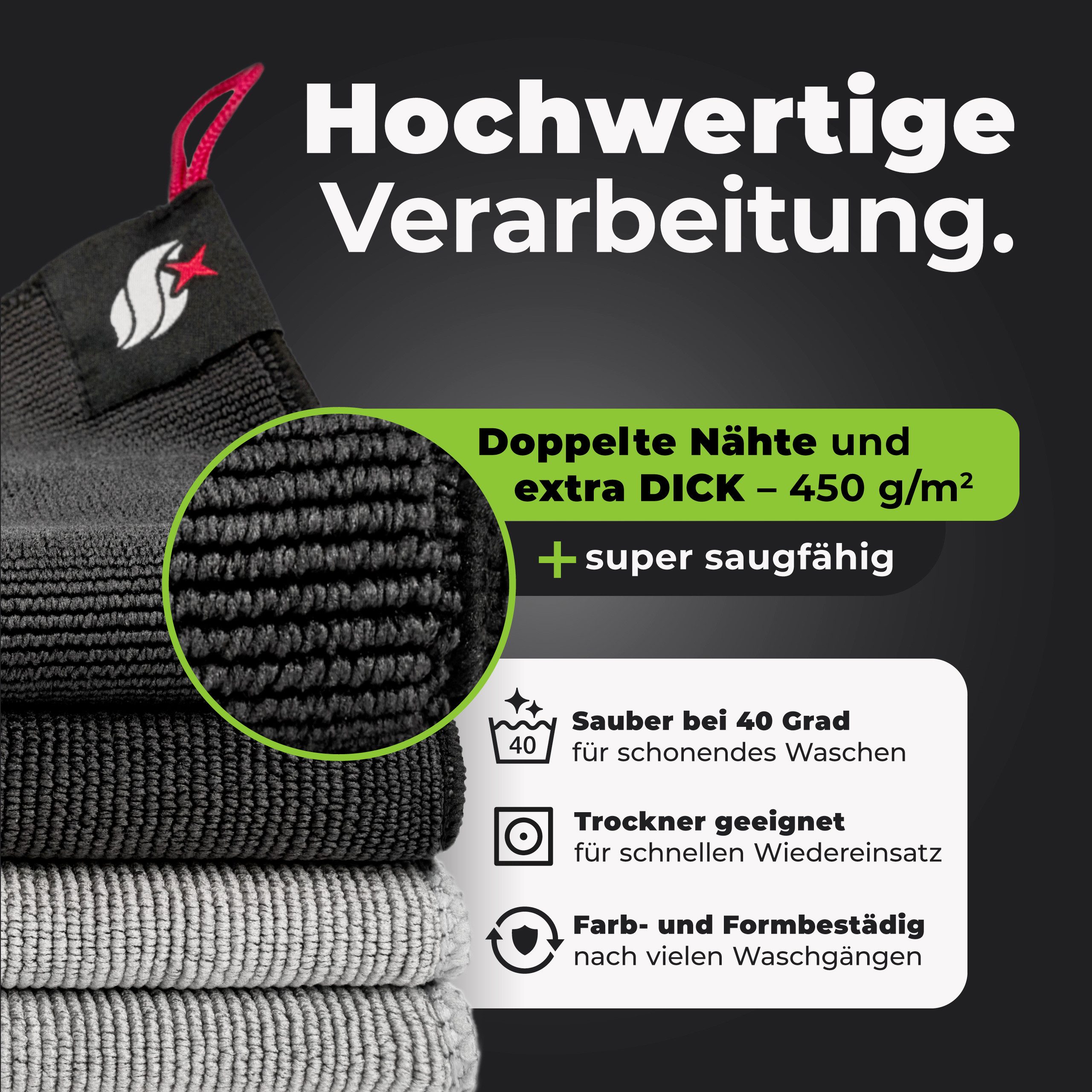 CLENESSO Reinigungstuch (4 Stück (je 2 Stück in Grau und Antrazit), Hochwertige Mikrofaser Geschirrtücher für Siebträger & Haushalt) – Bild 4 von 5