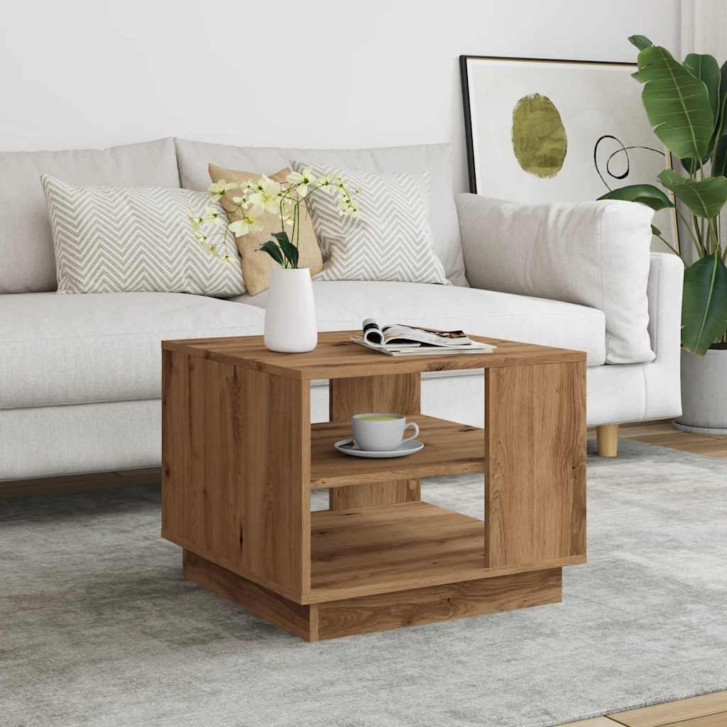 vidaXL Couchtisch 55 x 55 x 43 cm Couchtisch Artisan-Eiche 55x55 cm Holzwerkstoff stabil