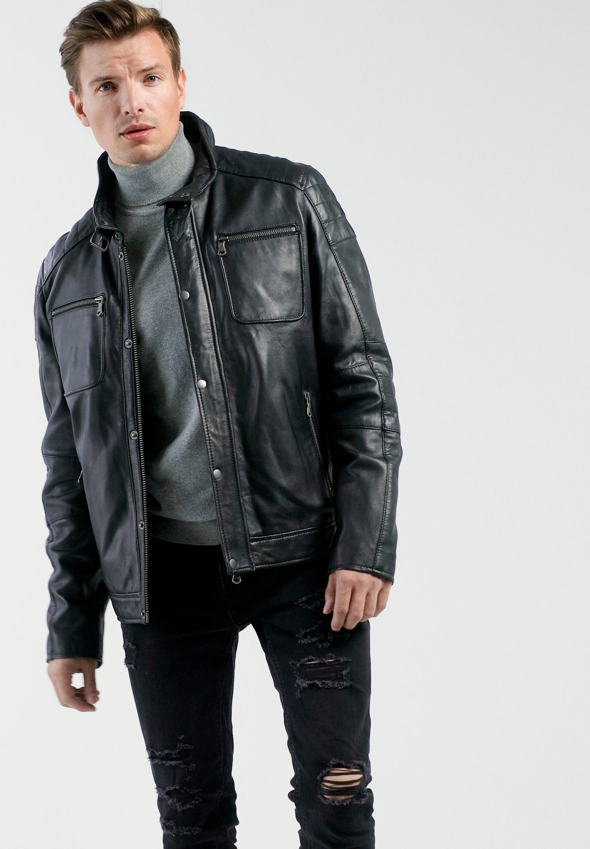 CBL Lederjacke MQ-42989 mit stehkragen