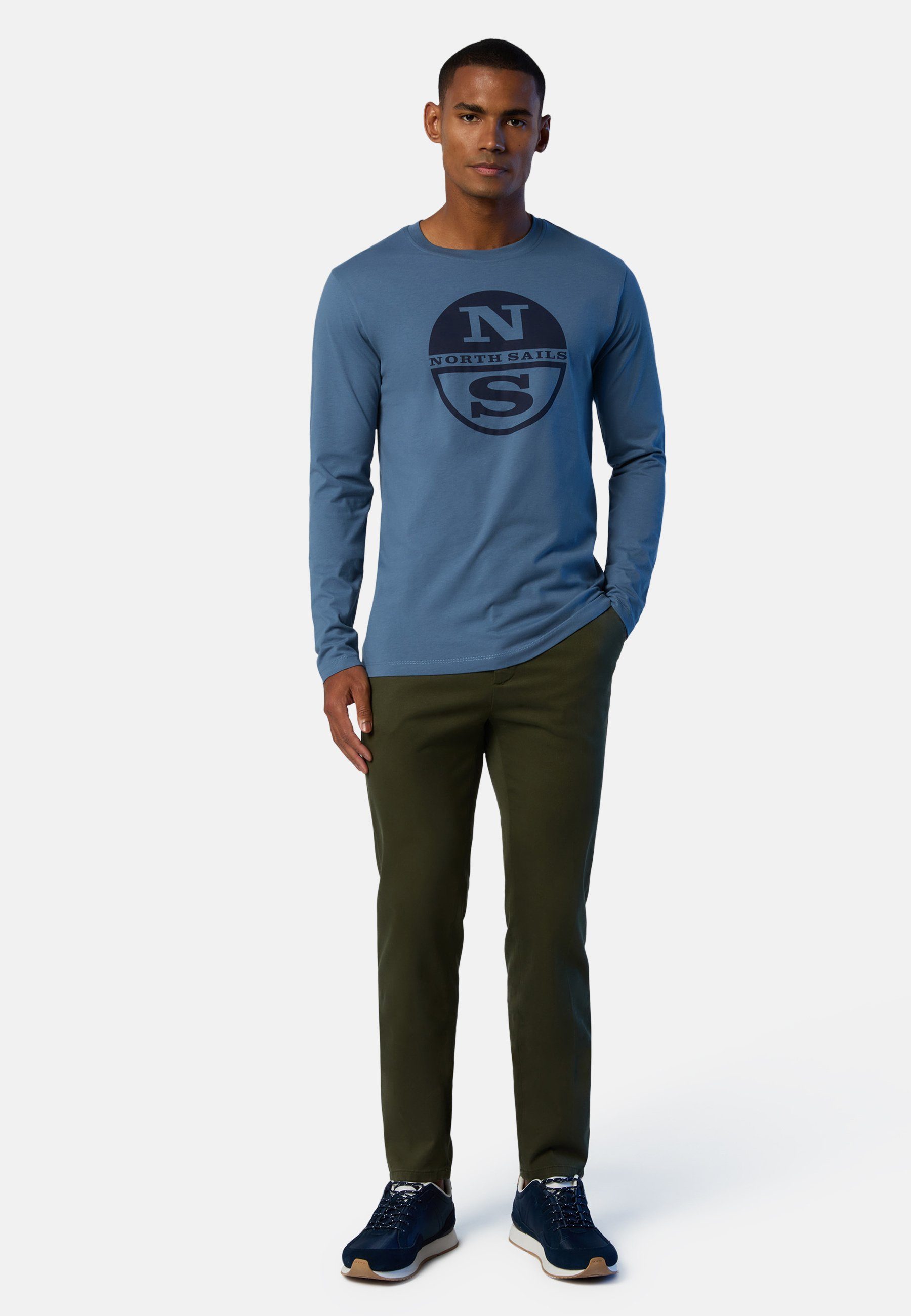 blau North mit mit klassischem Sails Logo-Druck T-Shirt Langarm-T-Shirt Design