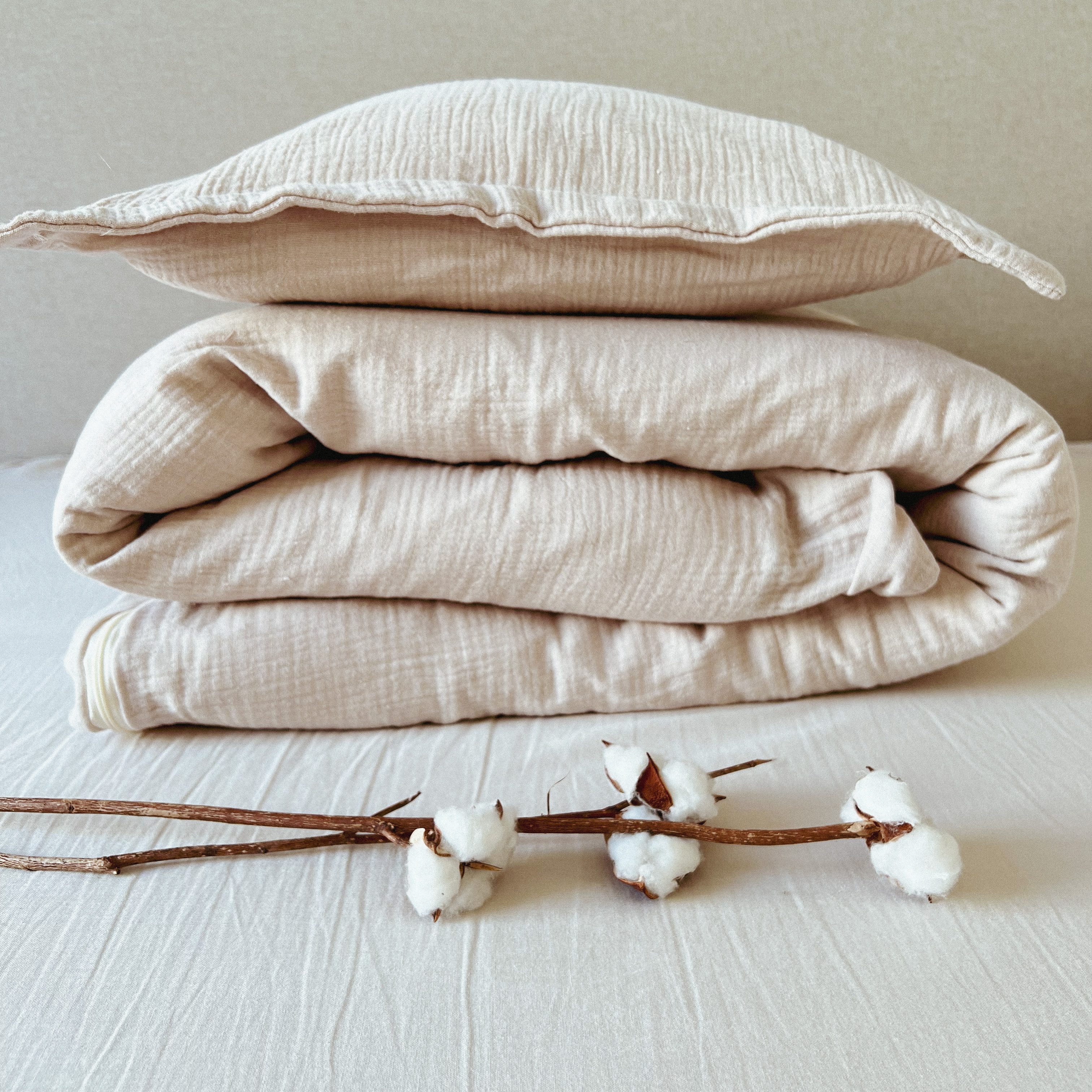 Bettwäsche Bettwäsche Musselin beige I Kinder & Erwachsene I Handmade in Germany