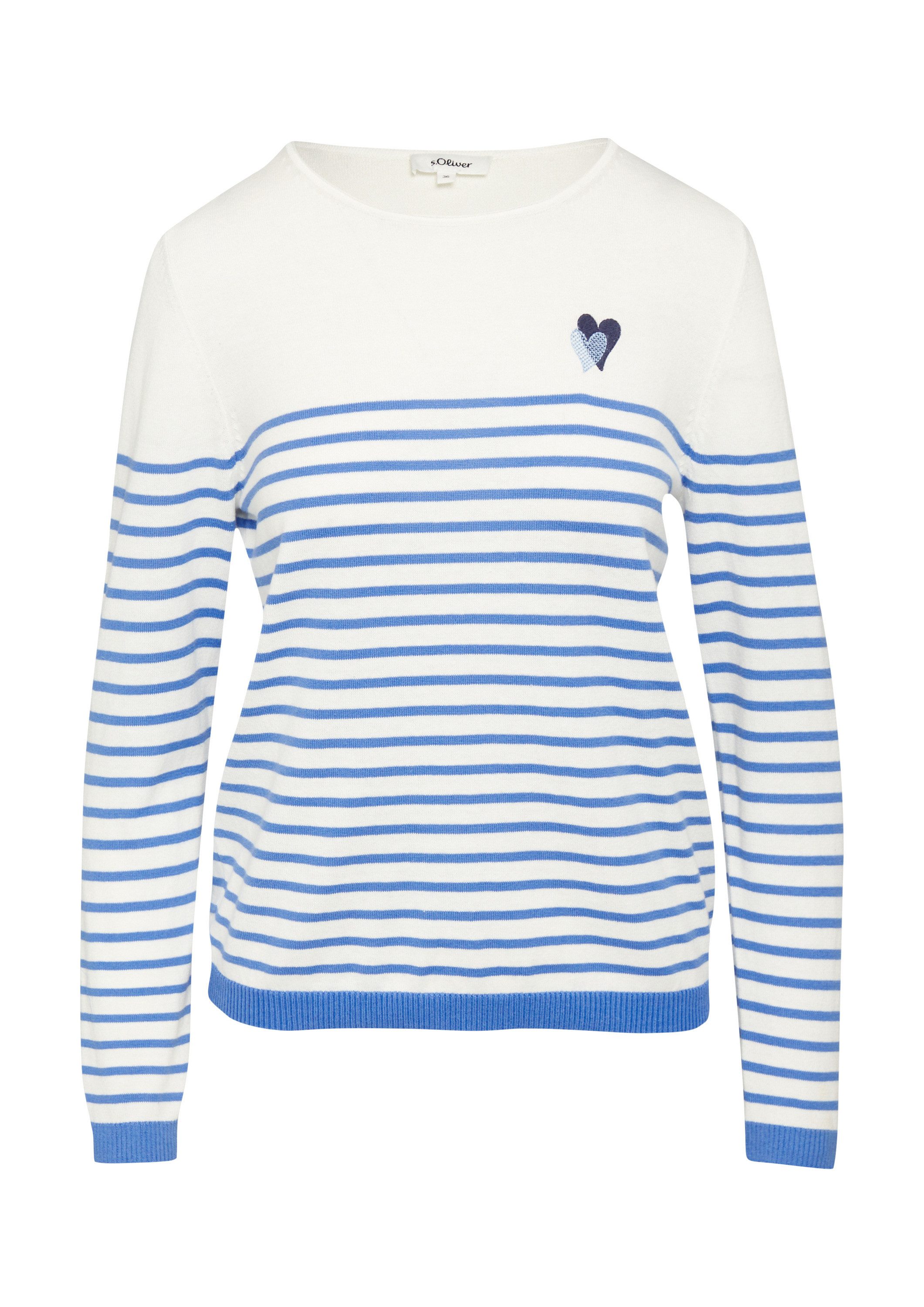 s.Oliver Longpullover Strickpullover Strickpullover mit Herz-Stickerei günstig online kaufen