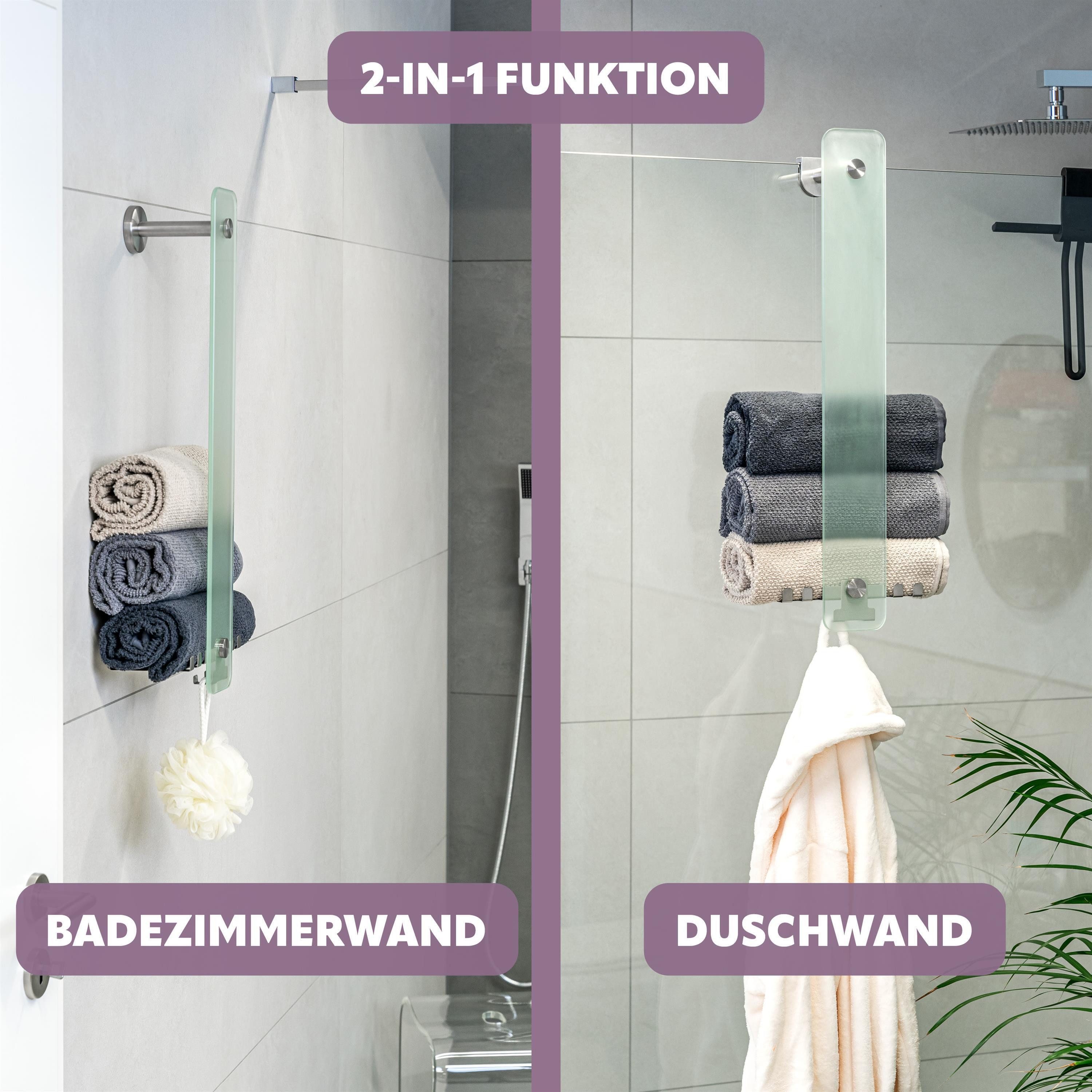 bremermann Handtuchhalter bremermann Bad-Serie PIAZZA - 2in1, Glas und Edelstahl matt