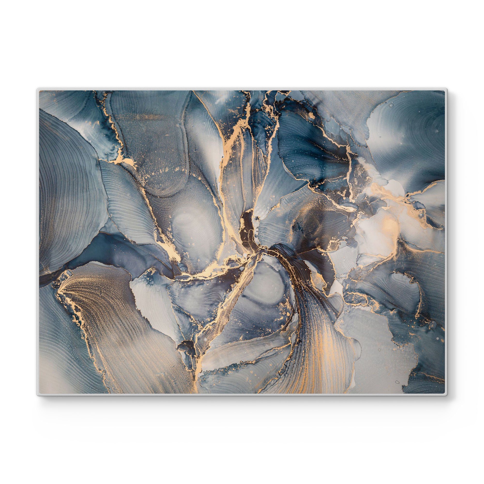 DEQORI Schneidebrett 'Marmor-Farbspiel mit Gold', Glas, Platte Frühstücksbrett Schneideplatte