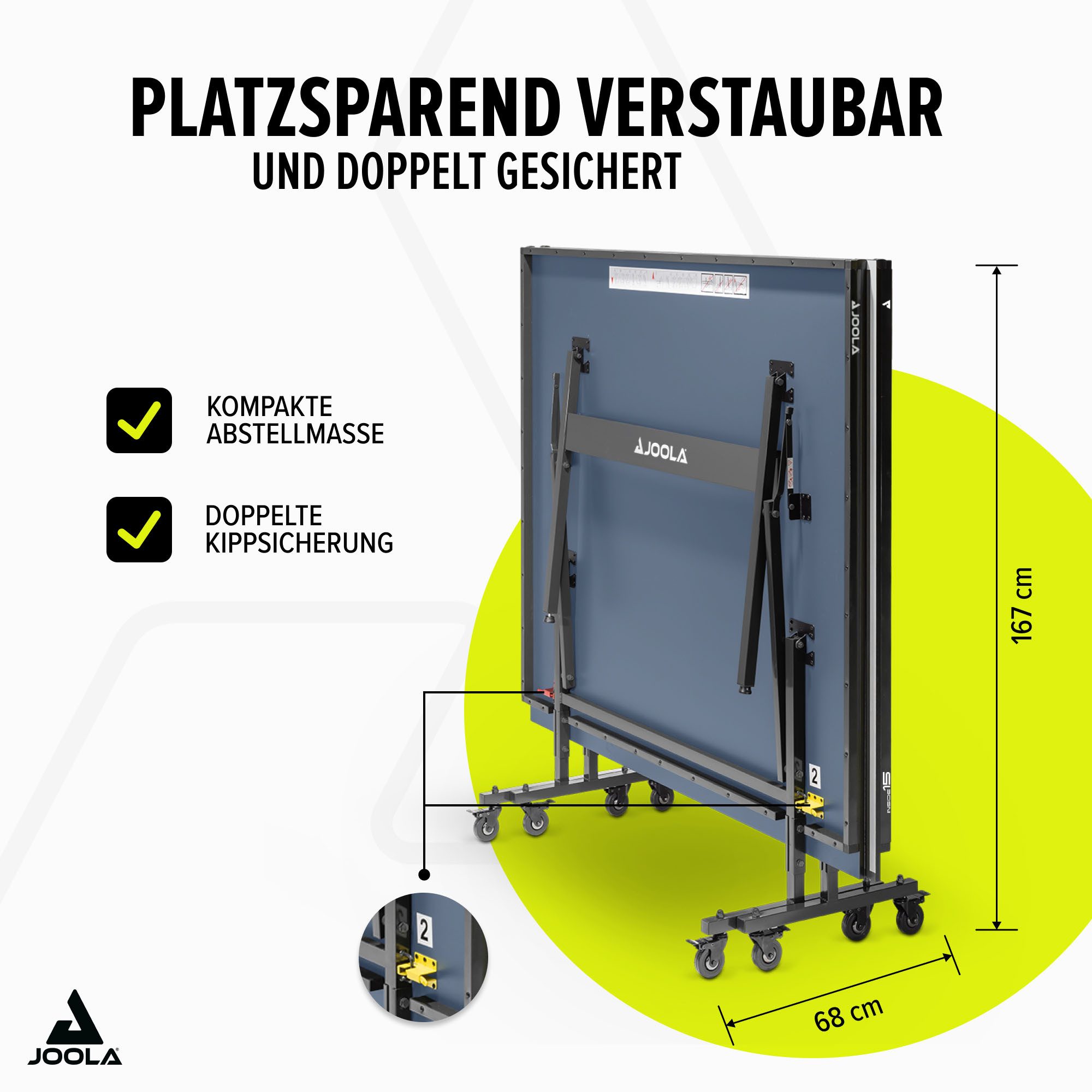 Joola Tischtennisplatte Inside 15 (Packung), Indoor Tischtennistisch - klappbares Untergestell, inkl. Netz