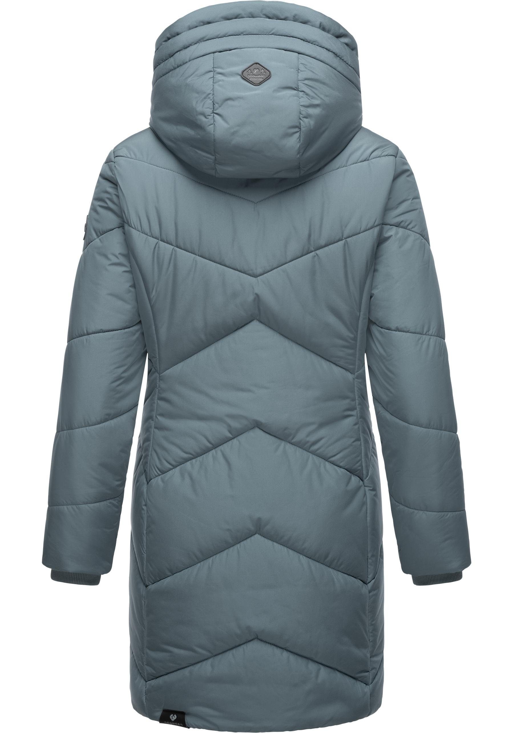 Ragwear Steppmantel Novista Stylischer Wintermantel mit zick zack Muster und großer Kapuze