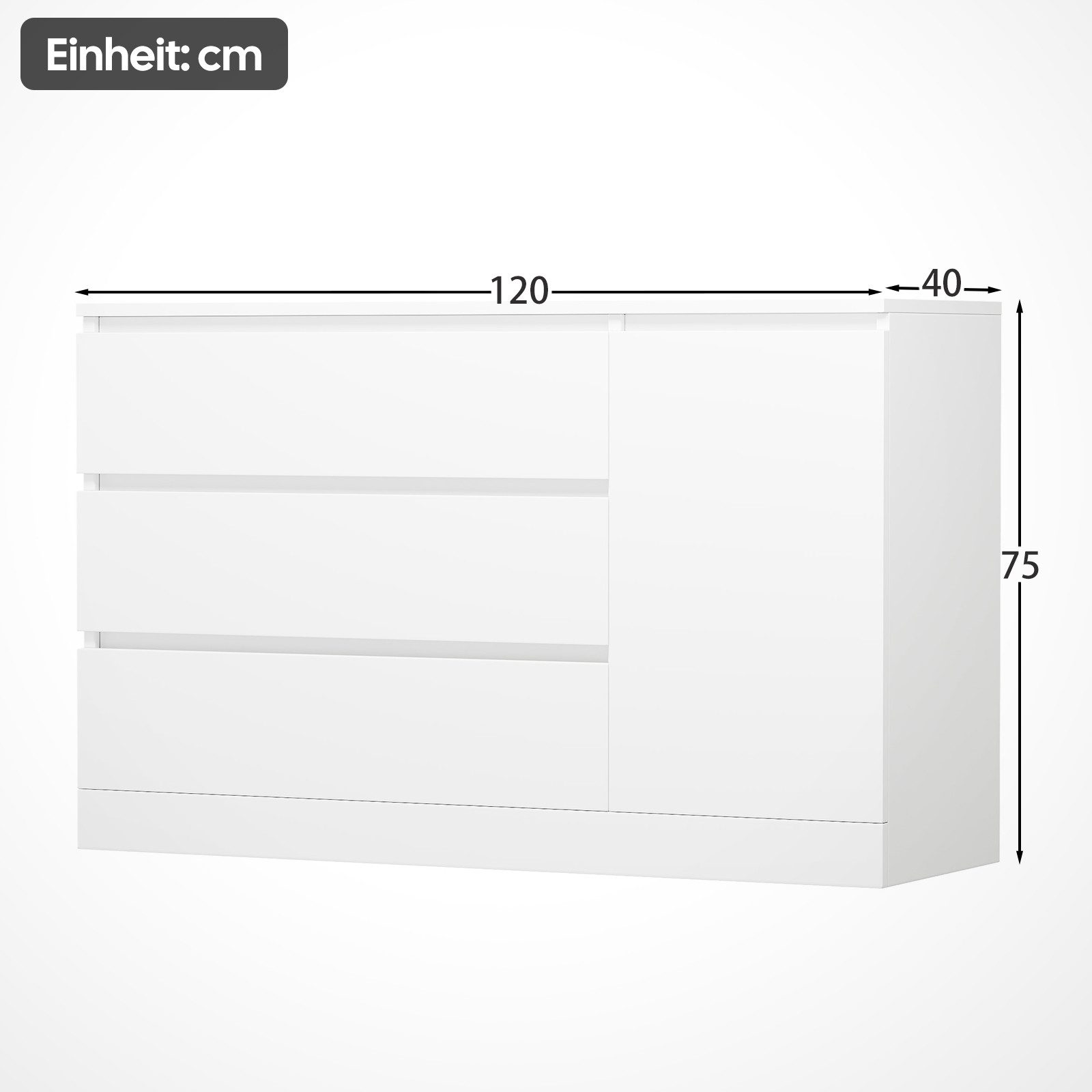 Yorbay Sideboard weiß Kommode 120cm Beistellschrank günstig online kaufen