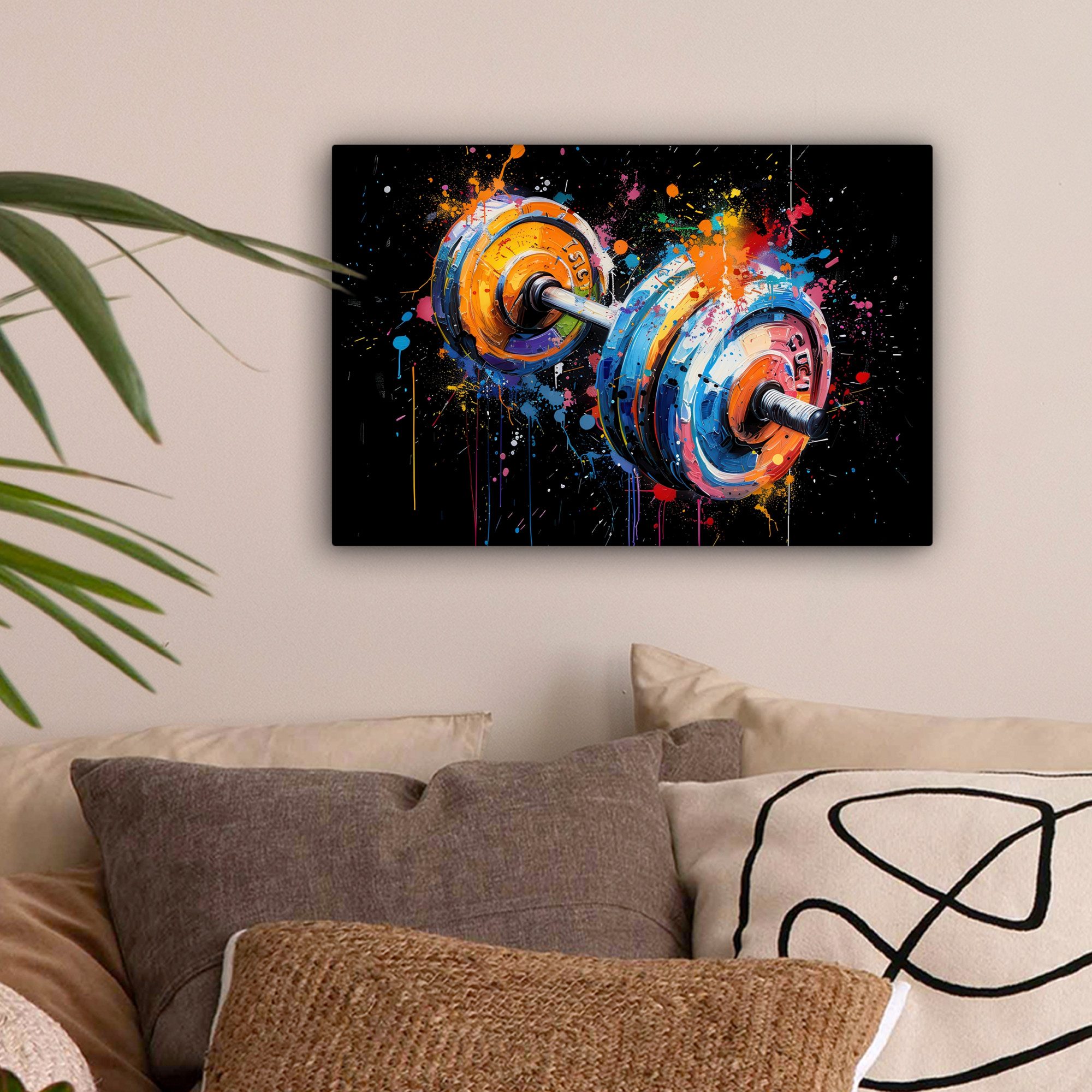 OneMillionCanvasses® Leinwandbild Graffiti - Sport - Fitness - Kurzhantel - günstig online kaufen