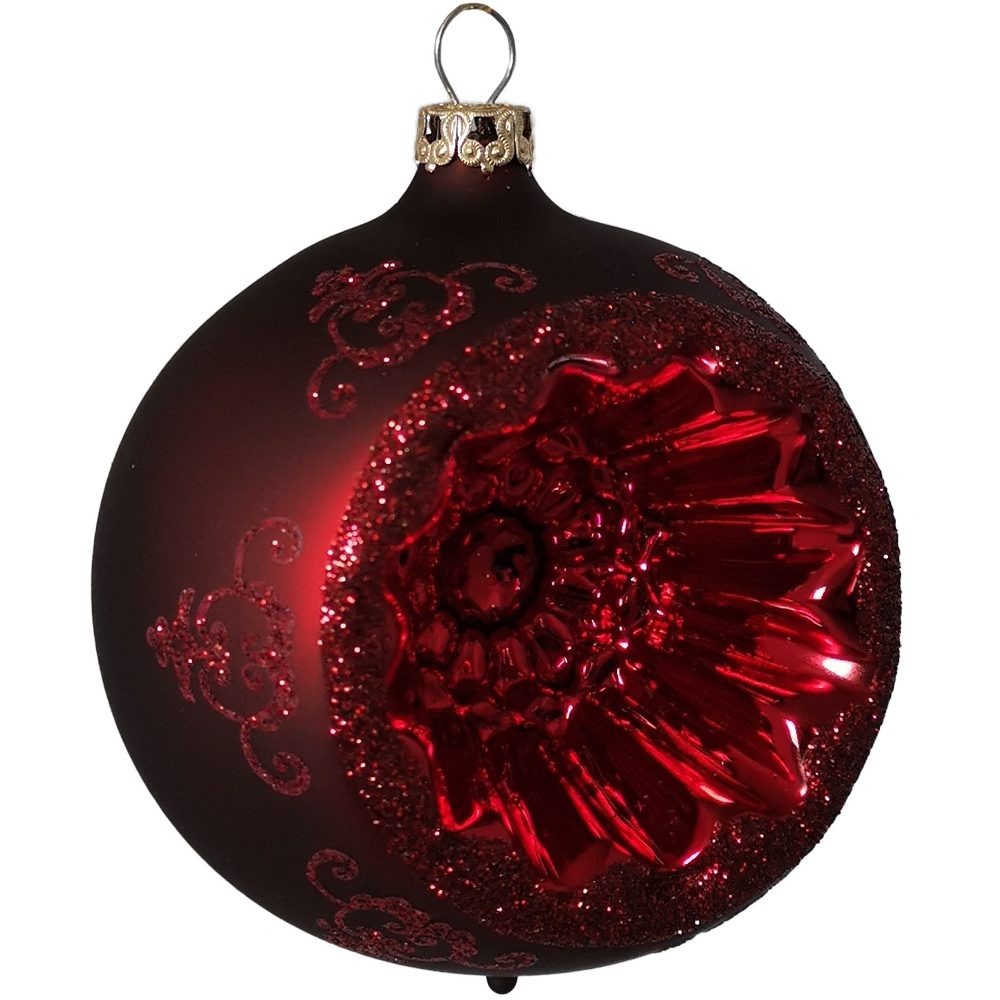 (1 Glasdesign Renaissanceband, St), matt stierblut mundgeblasen, Thüringer Weihnachtsbaumkugel handbemalt Reflexkugel,