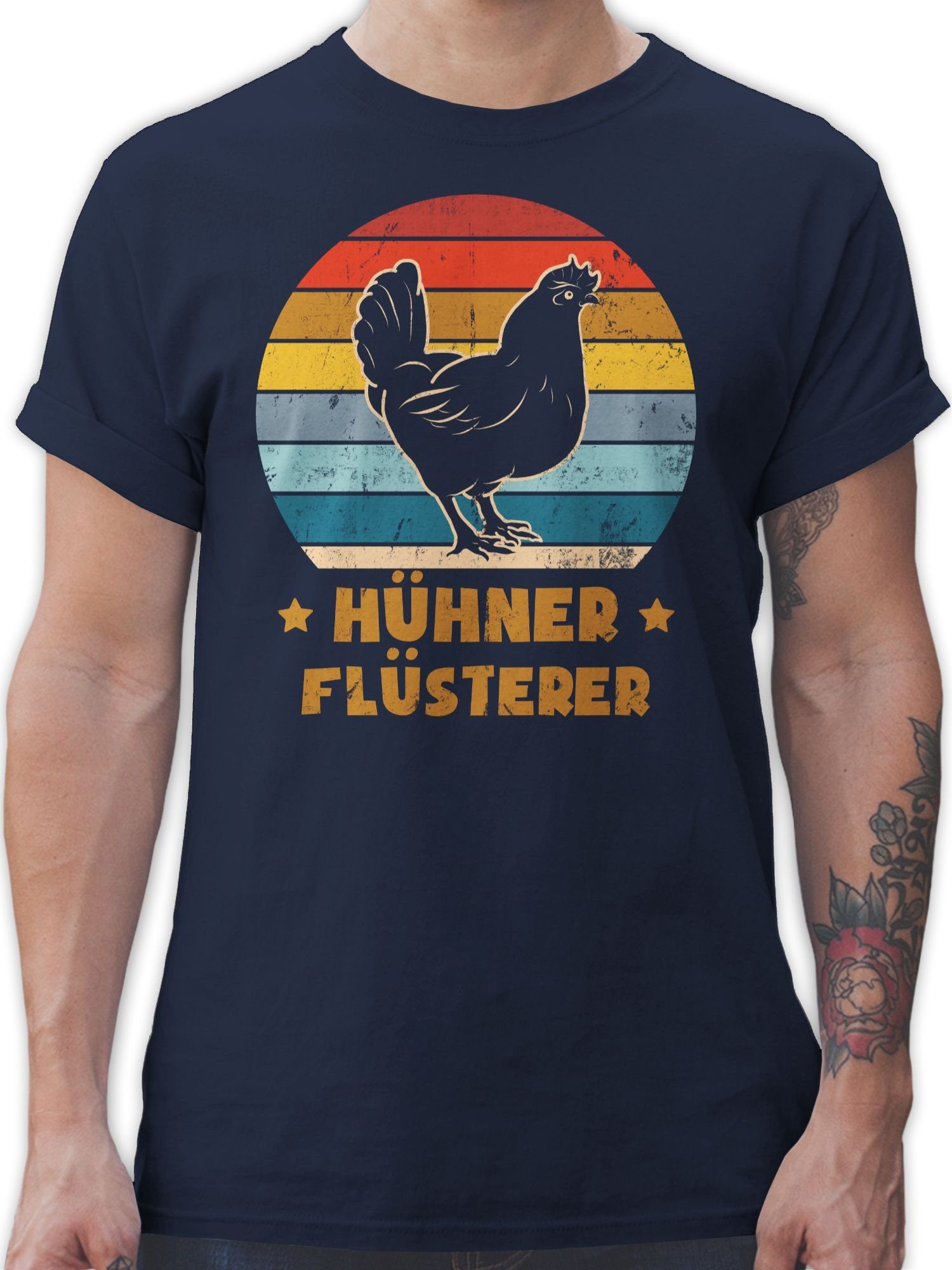 Blau Statement Shirtracer Hühner Vintage Sprüche Spruch T-Shirt Flüsterer 03 Henne mit Navy