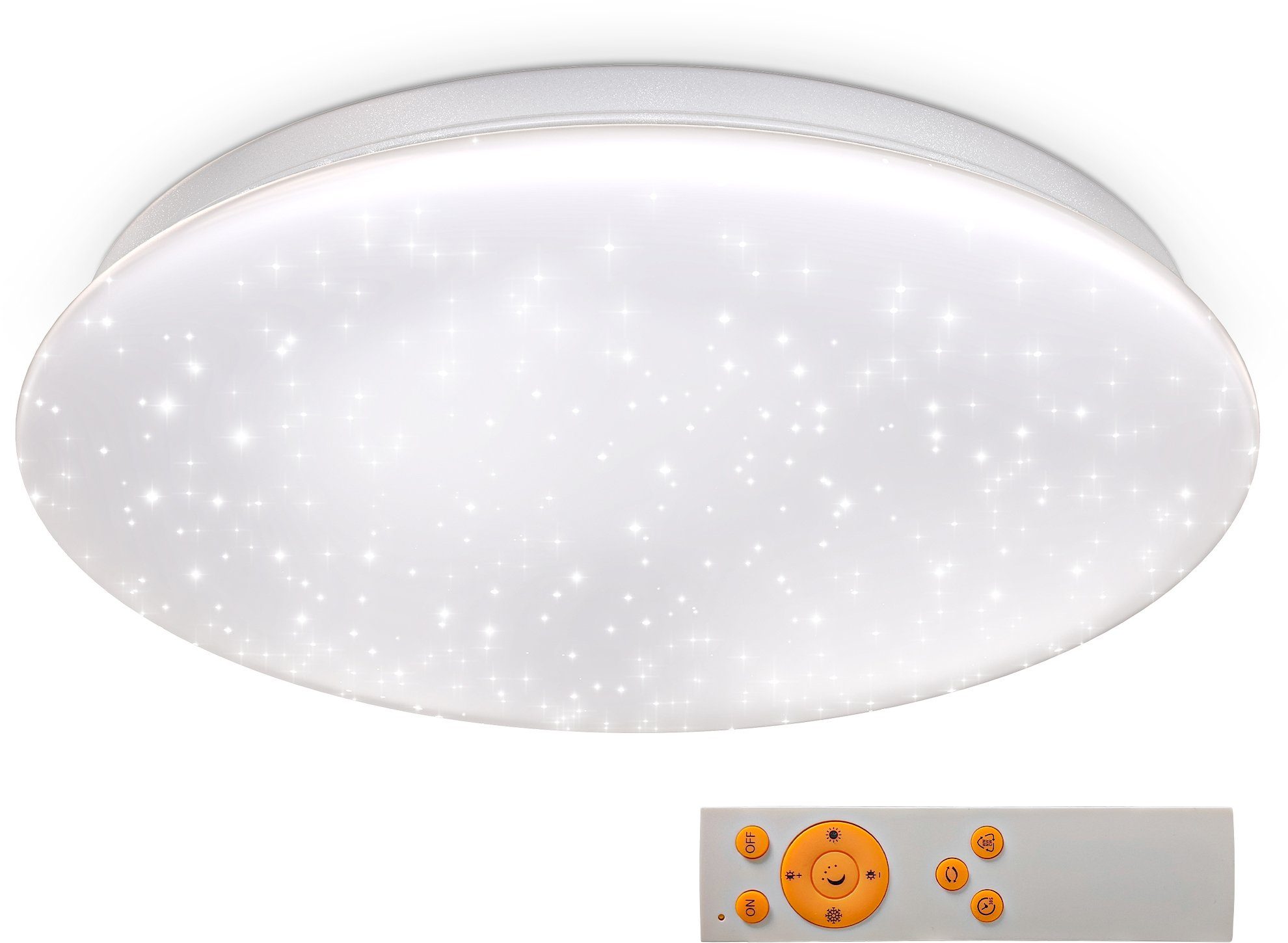 LED, fest LED Farbtemperatursteuerung 17W Deckenleuchte, Deckenlampe, Neutralweiß, B.K.Licht dimmbar, Sternenhimmel, integriert,