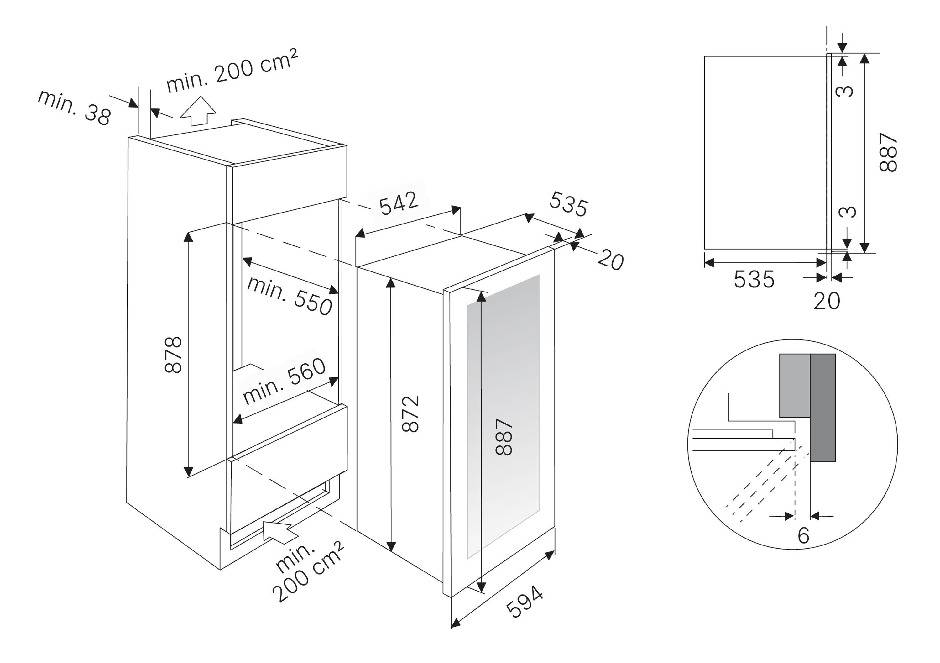 Küppersbusch Einbauweinkühlschrank FWK2800.0S, für 52 Standardflaschen á 0,75l,Elektronische Temperaturanzeige, LED Innenbeleuchtung