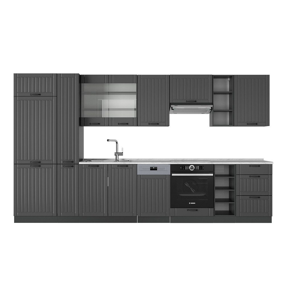 Vicco Küchenzeile Fame-Line, Dunkelgrau/Anthrazit, 355 cm, günstig online kaufen