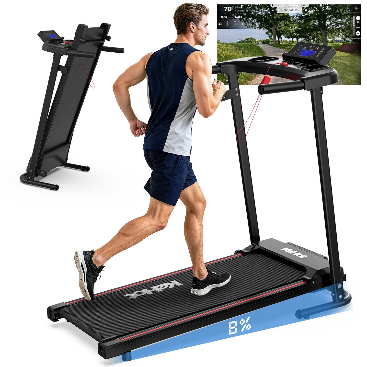 Laufband Laufband klappbar mit 8% Steigung – bis 12 km/h Fitnessgerät