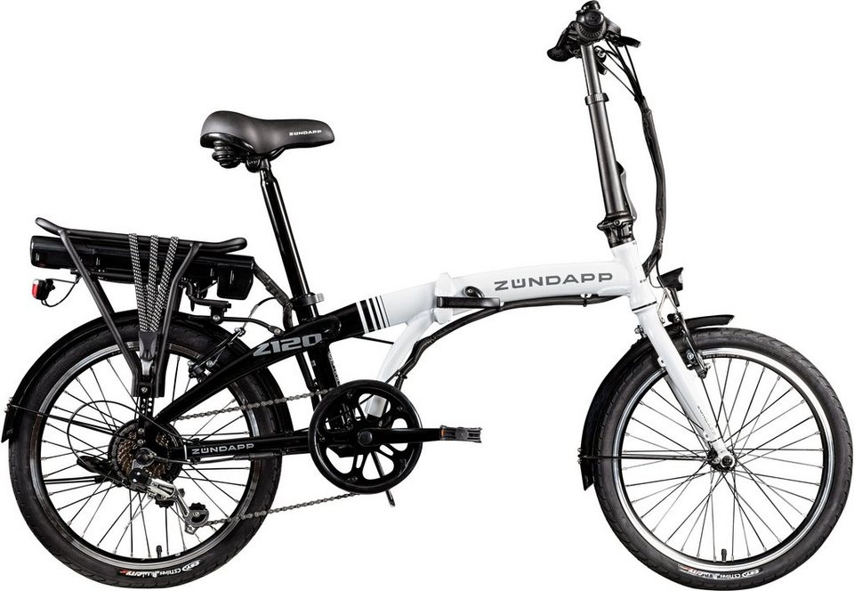 Zündapp E-Bike Z120, 7 Gang Shimano Tourney Schaltwerk, Kettenschaltung,  Heckmotor, 374,4 Wh Akku, starker Radnabenmotor mit 374,4 Wh Akku für 30 -  115 km Reichweite