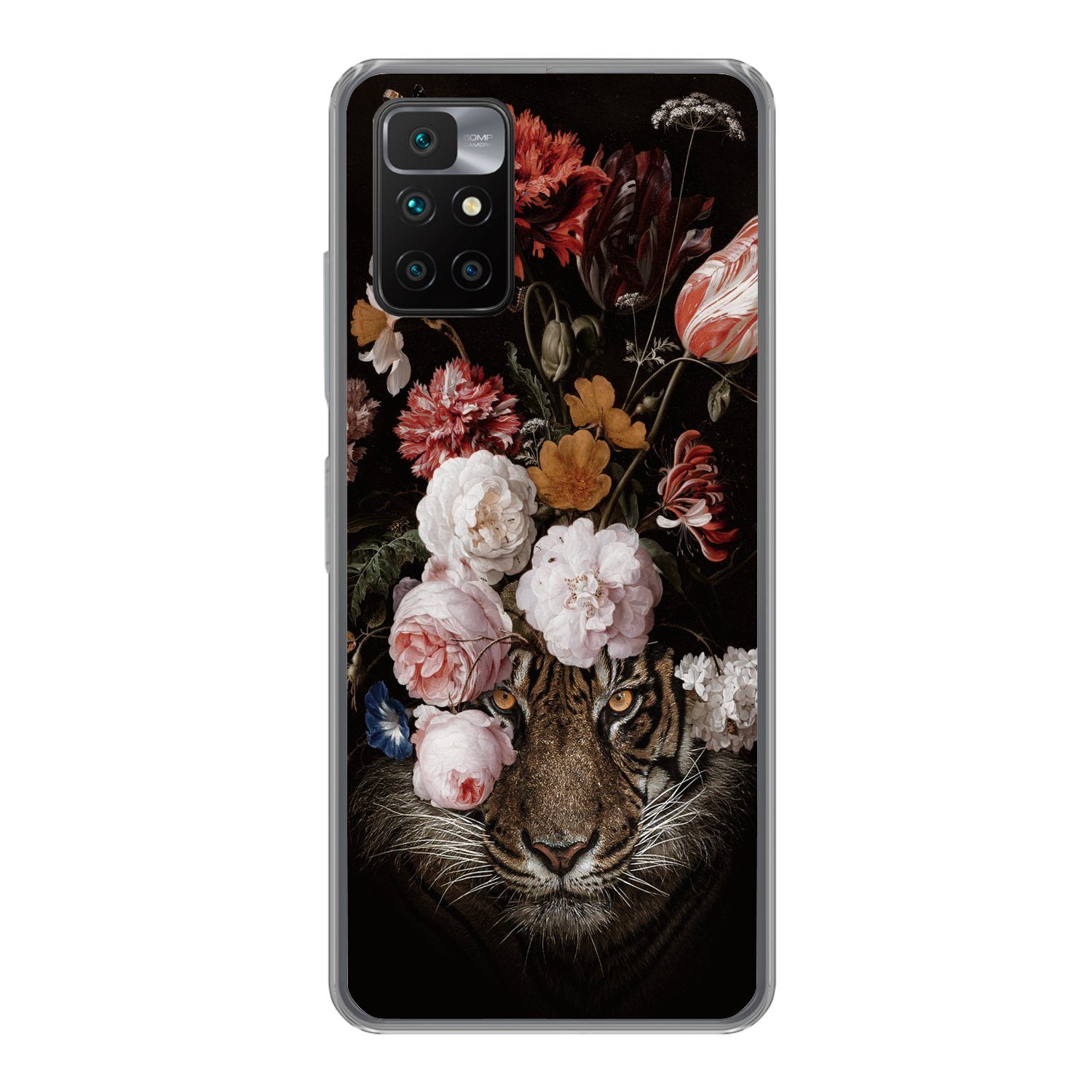 MuchoWow Handyhülle für Xiaomi Redmi 10 Blumen - Jan Davidsz de Heem - Tiger - Gemälde - S, Phone Case, Silikon, Schutzhülle Dünn