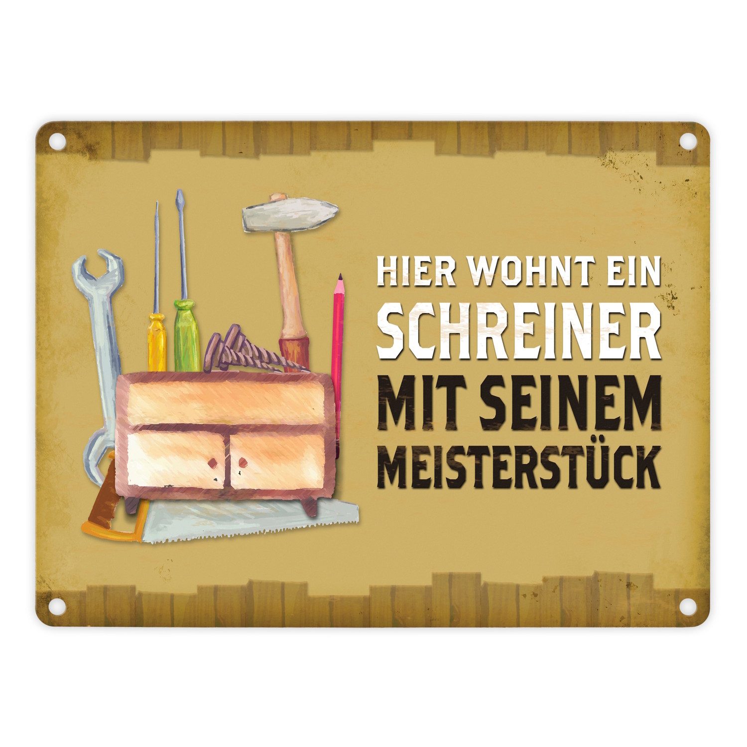 speecheese Metallschild Metallschild mit Spruch Hier wohnt ein